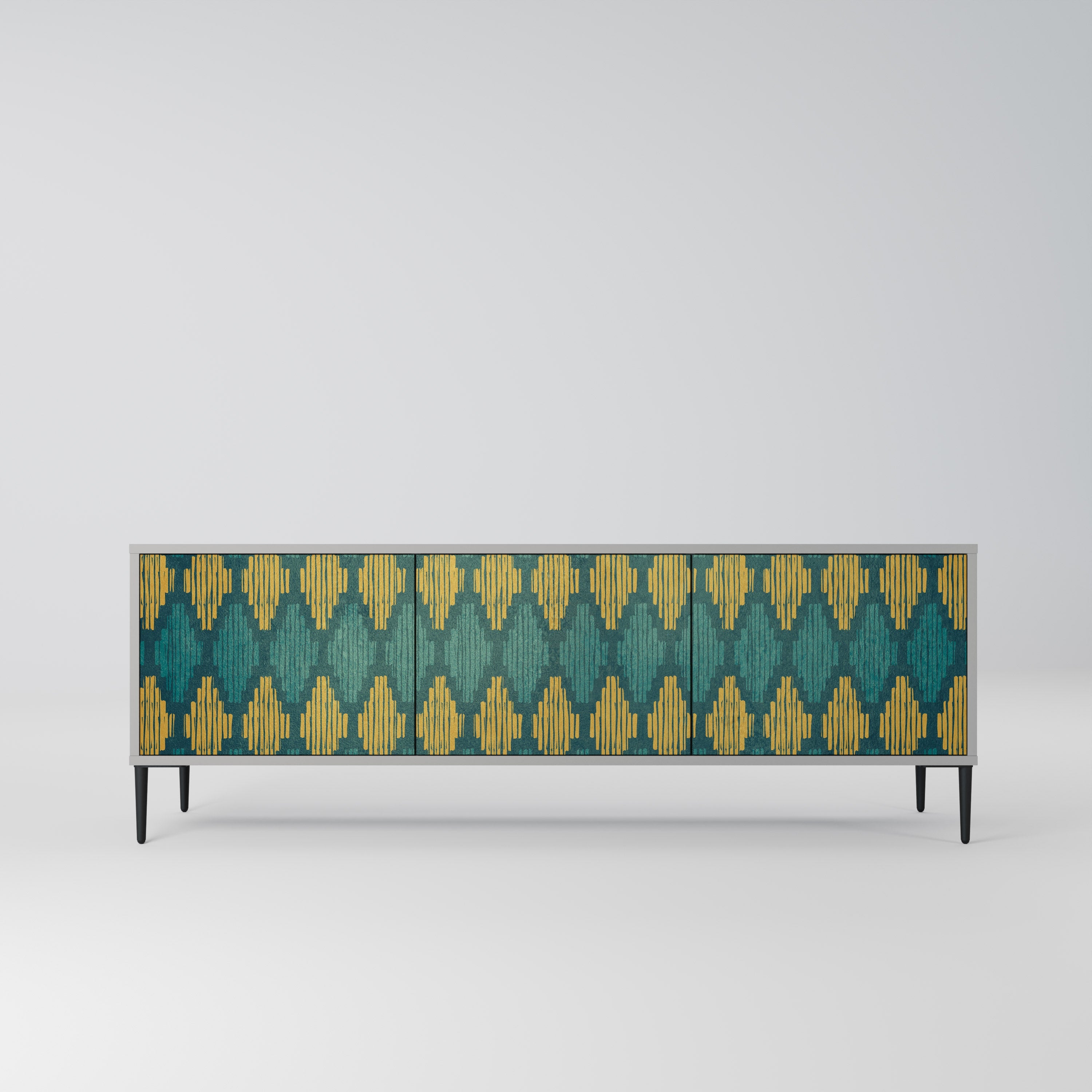 POLYGONS Móvel de TV com 3 Portas em Acabamento Cinzento