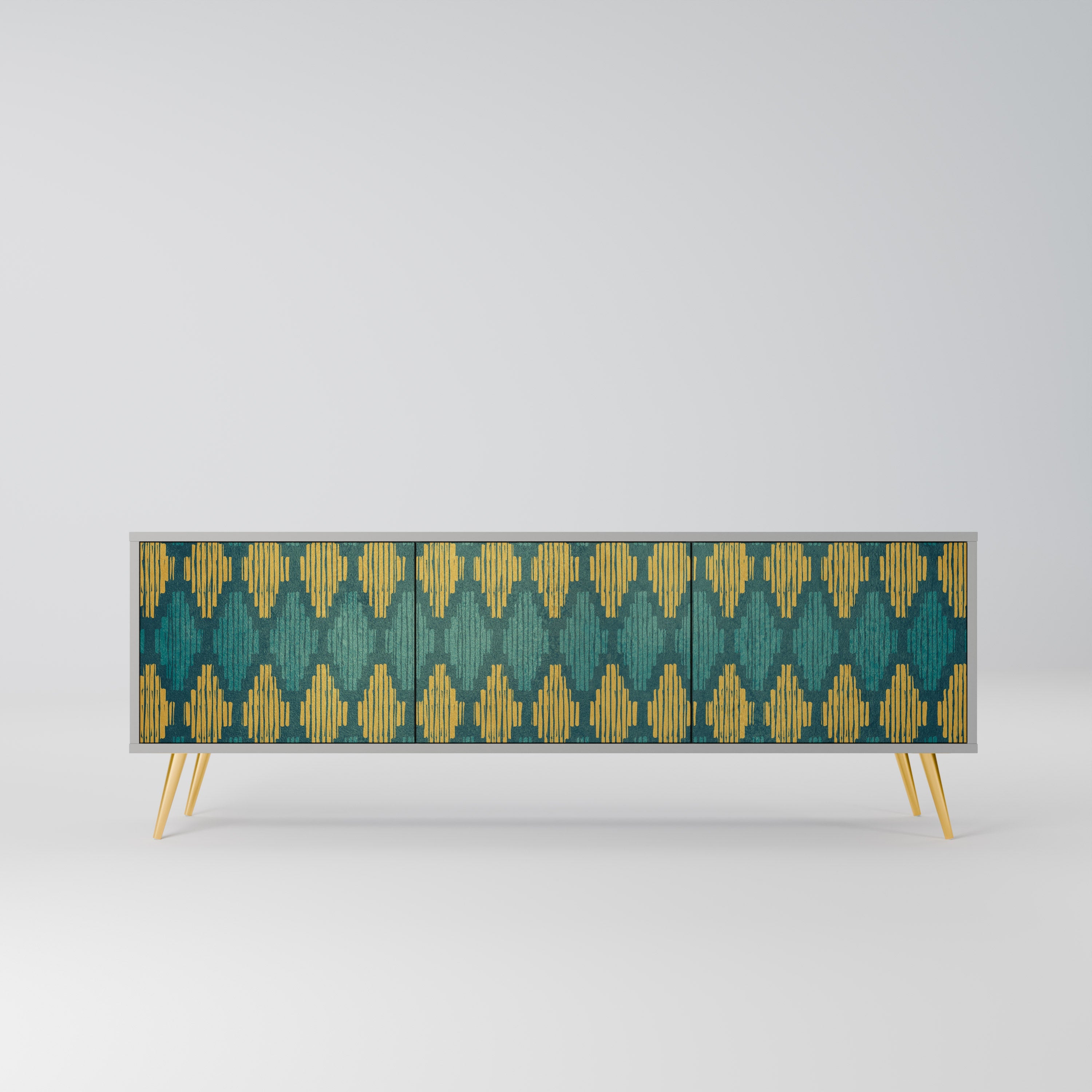 POLYGONS Móvel de TV com 3 Portas em Acabamento Cinzento