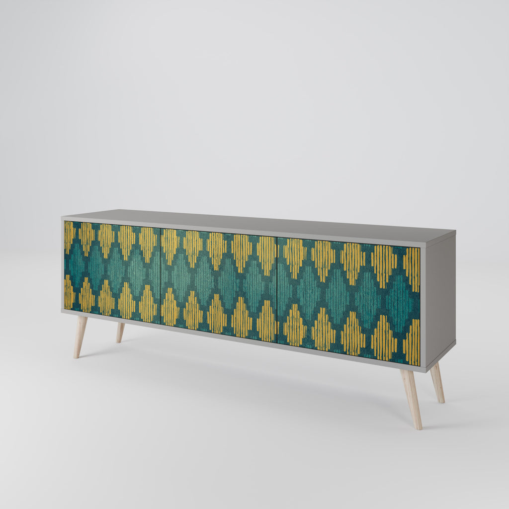 POLYGONS Móvel de TV com 3 Portas em Acabamento Cinzento