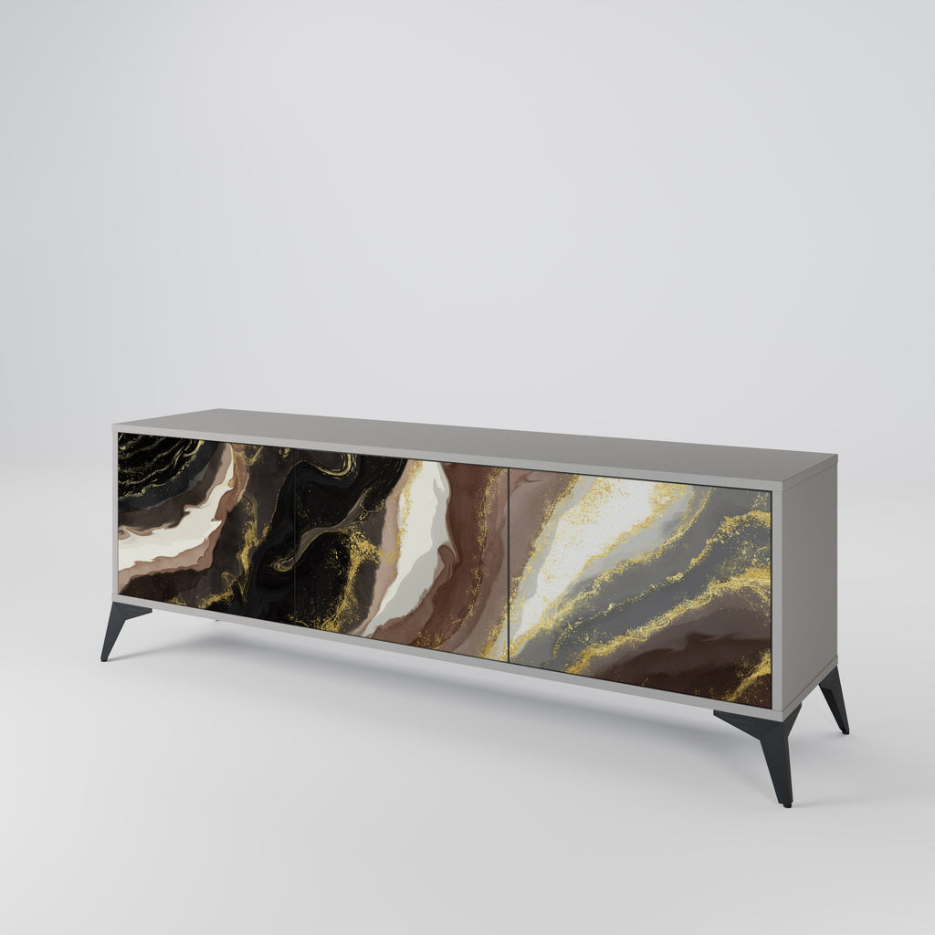 GOLD DUST Móvel de TV com 3 Portas em Acabamento Cinzento