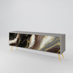 GOLD DUST Móvel de TV com 3 Portas em Acabamento Cinzento