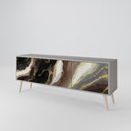 GOLD DUST Móvel de TV com 3 Portas em Acabamento Cinzento