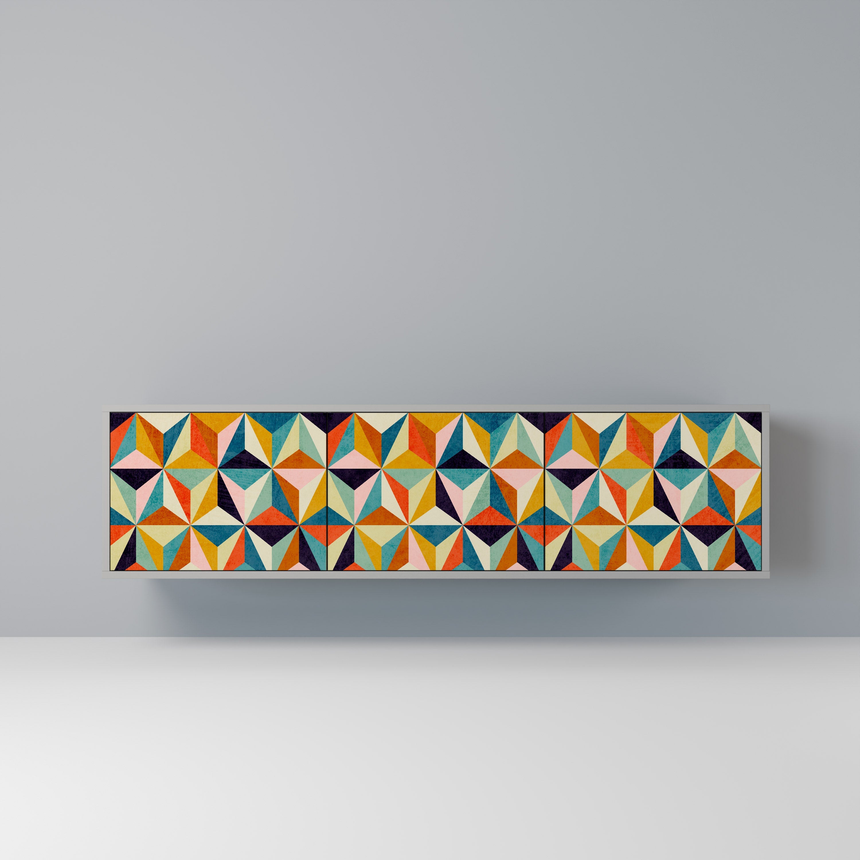 TESSELATE TREASURES Móvel de TV com 3 Portas em Acabamento Cinzento