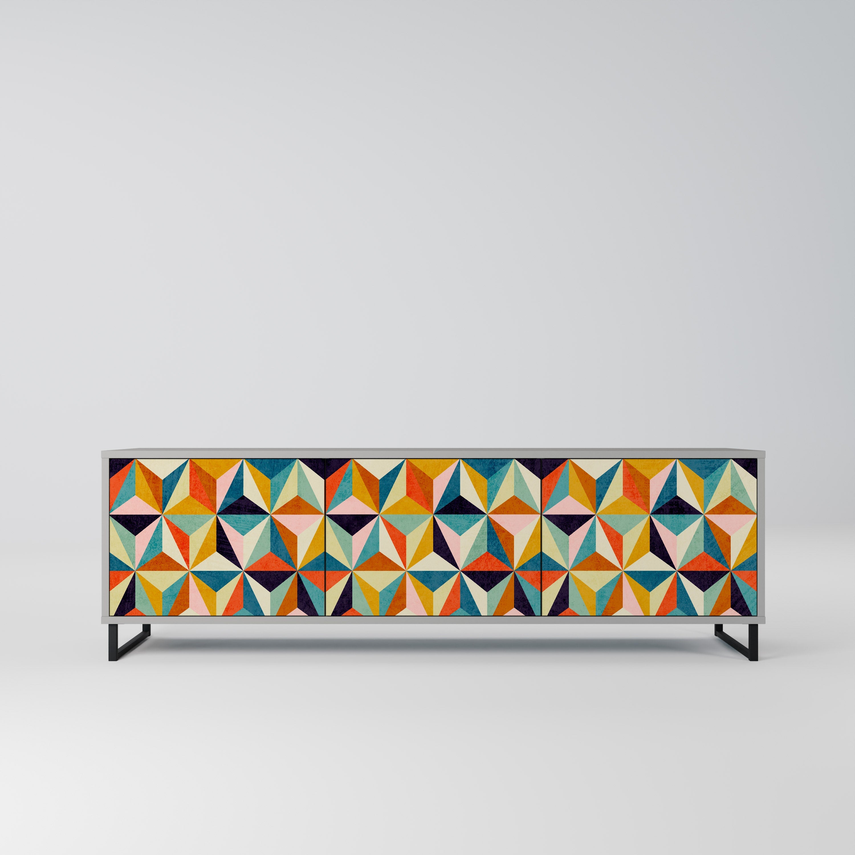 TESSELATE TREASURES Móvel de TV com 3 Portas em Acabamento Cinzento