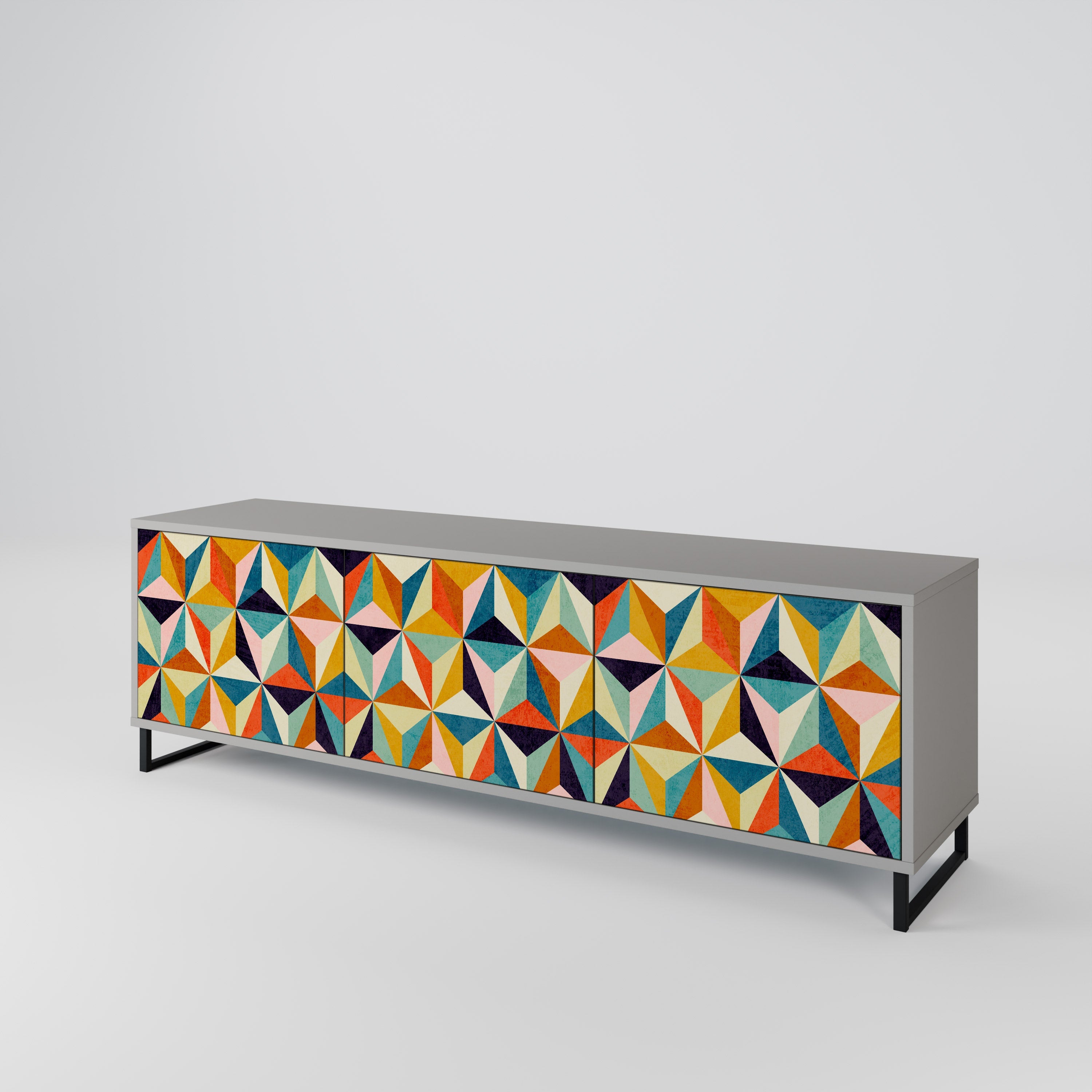 TESSELATE TREASURES Móvel de TV com 3 Portas em Acabamento Cinzento