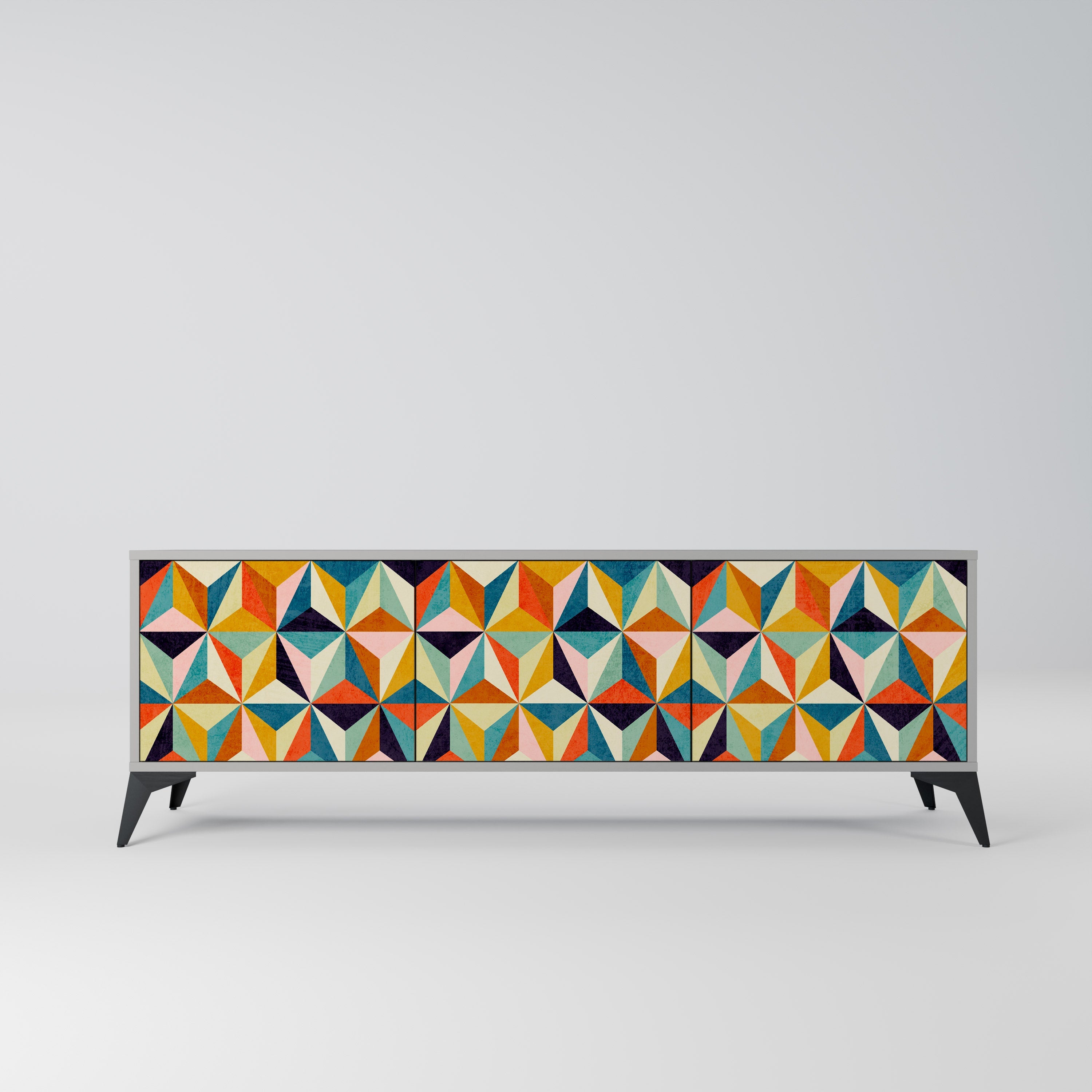 TESSELATE TREASURES Móvel de TV com 3 Portas em Acabamento Cinzento