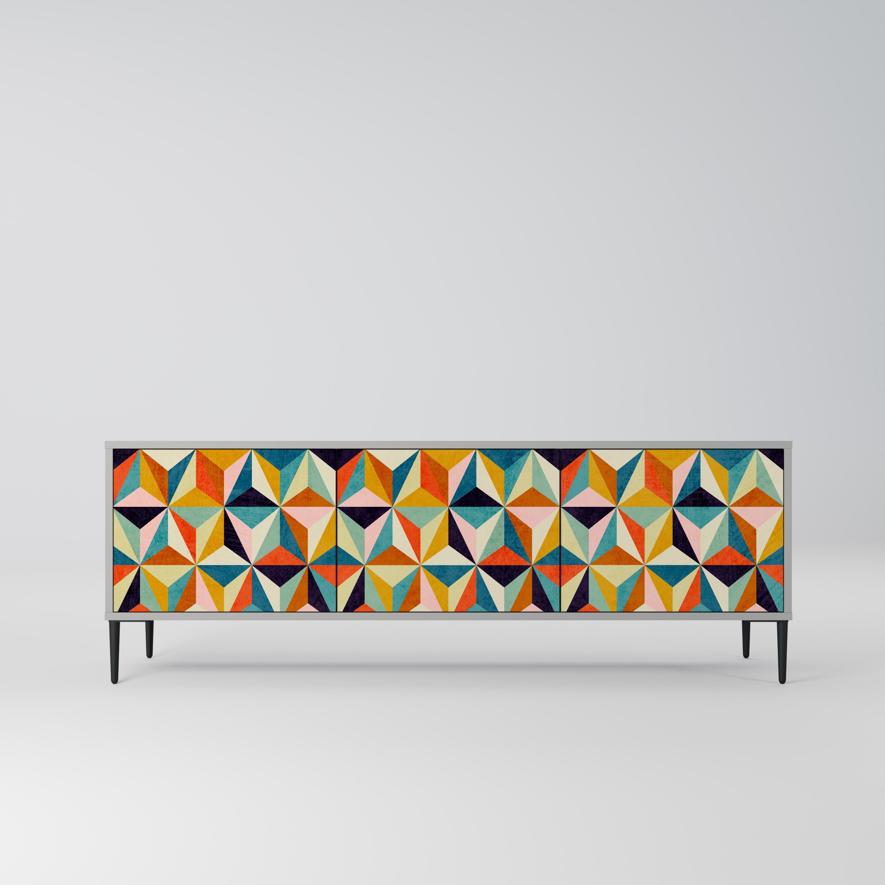 TESSELATE TREASURES Móvel de TV com 3 Portas em Acabamento Cinzento