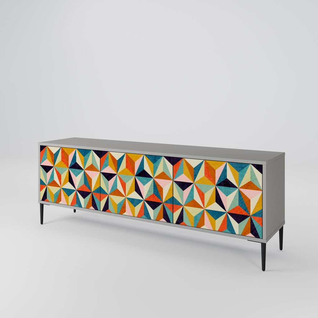 TESSELATE TREASURES Móvel de TV com 3 Portas em Acabamento Cinzento