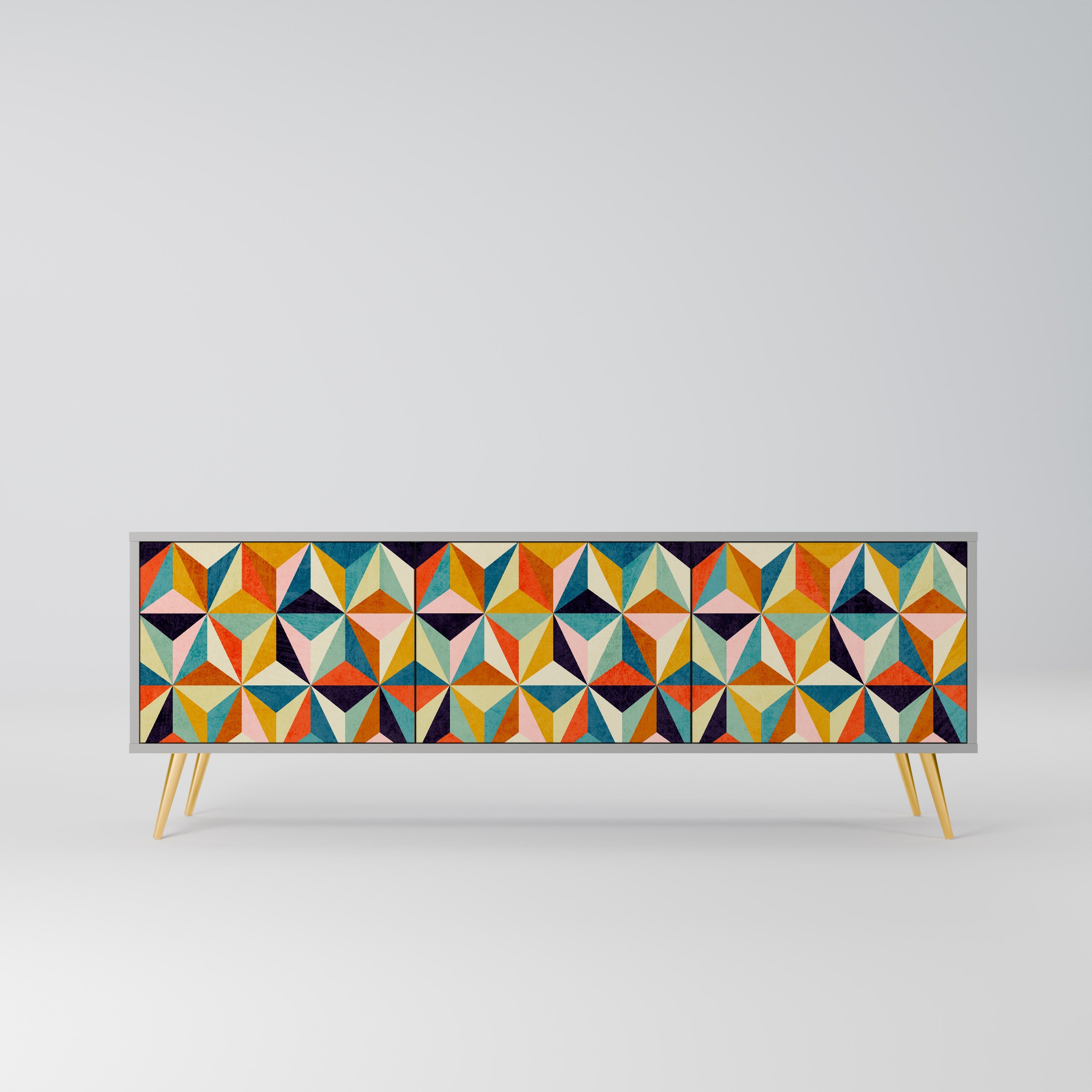 TESSELATE TREASURES Móvel de TV com 3 Portas em Acabamento Cinzento