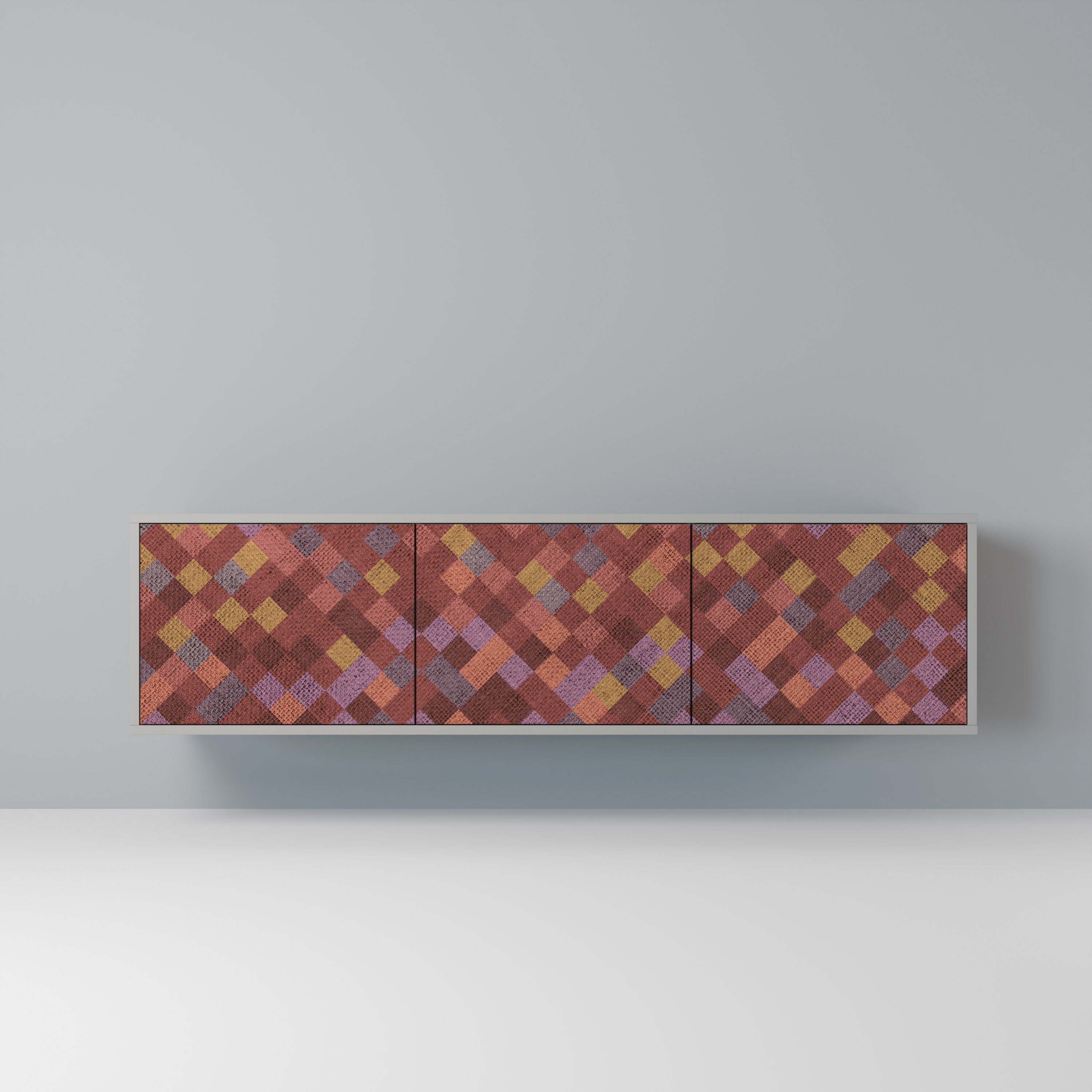 PAINTED SQUARES Móvel de TV com 3 Portas em Acabamento Cinzento