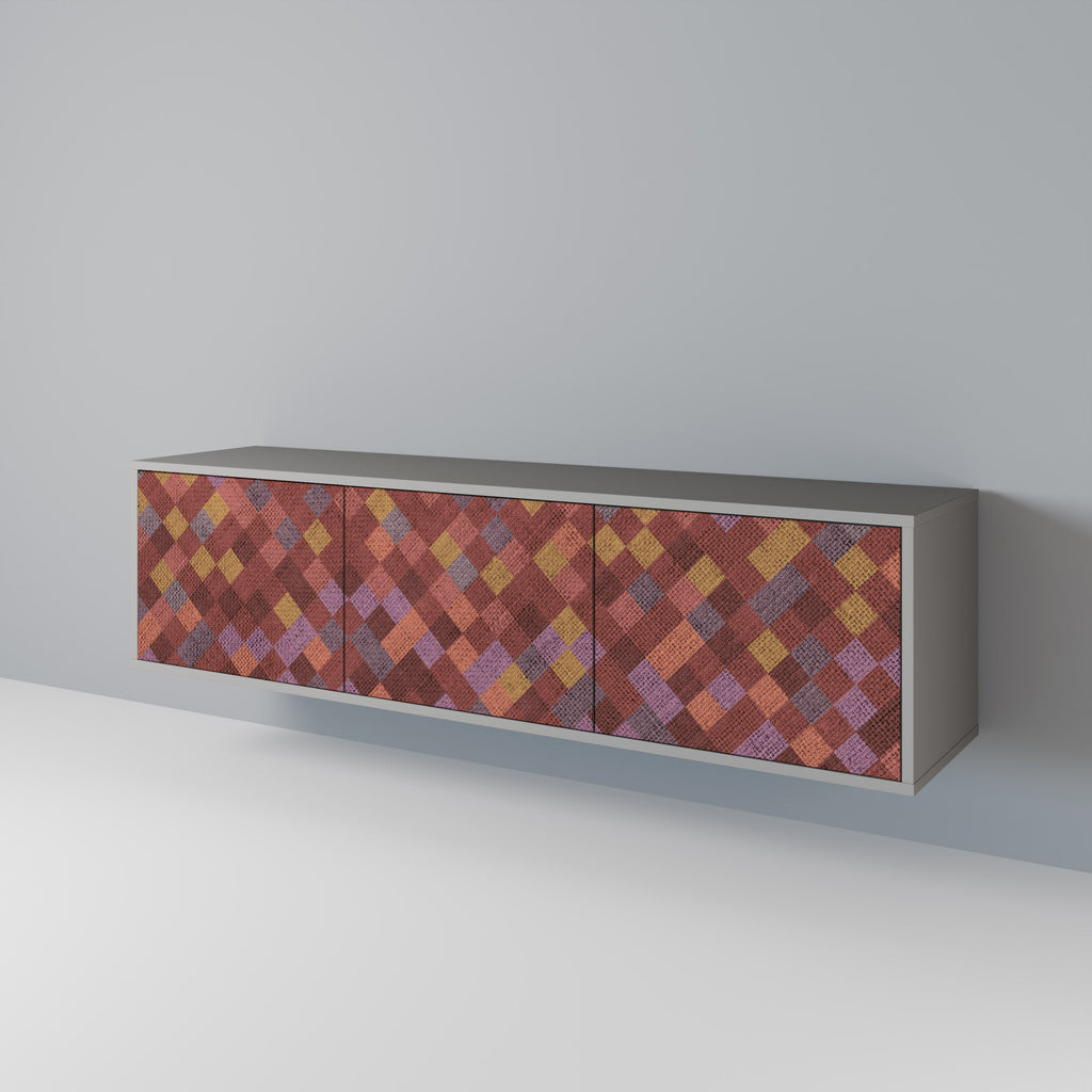 PAINTED SQUARES Móvel de TV com 3 Portas em Acabamento Cinzento