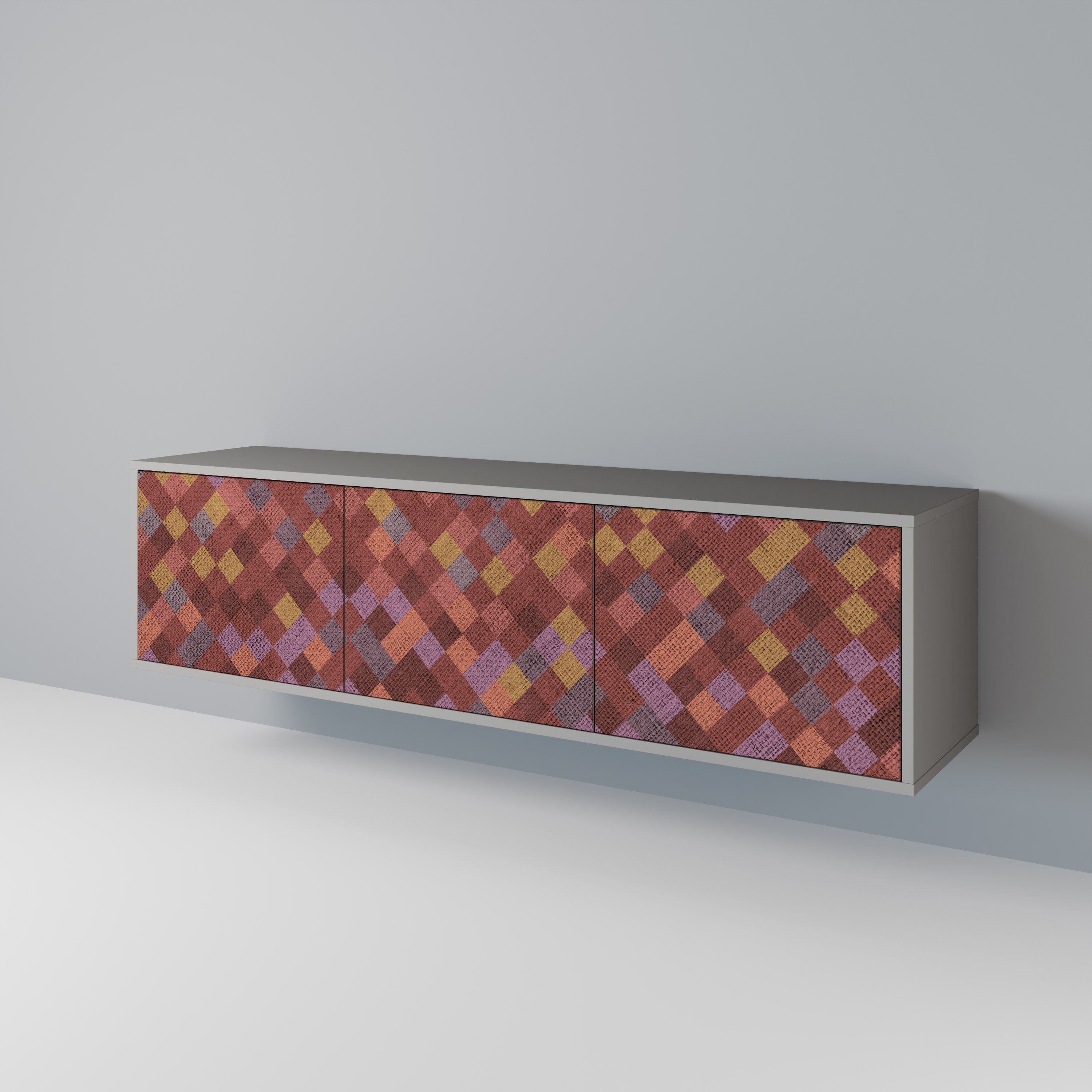 PAINTED SQUARES Móvel de TV com 3 Portas em Acabamento Cinzento