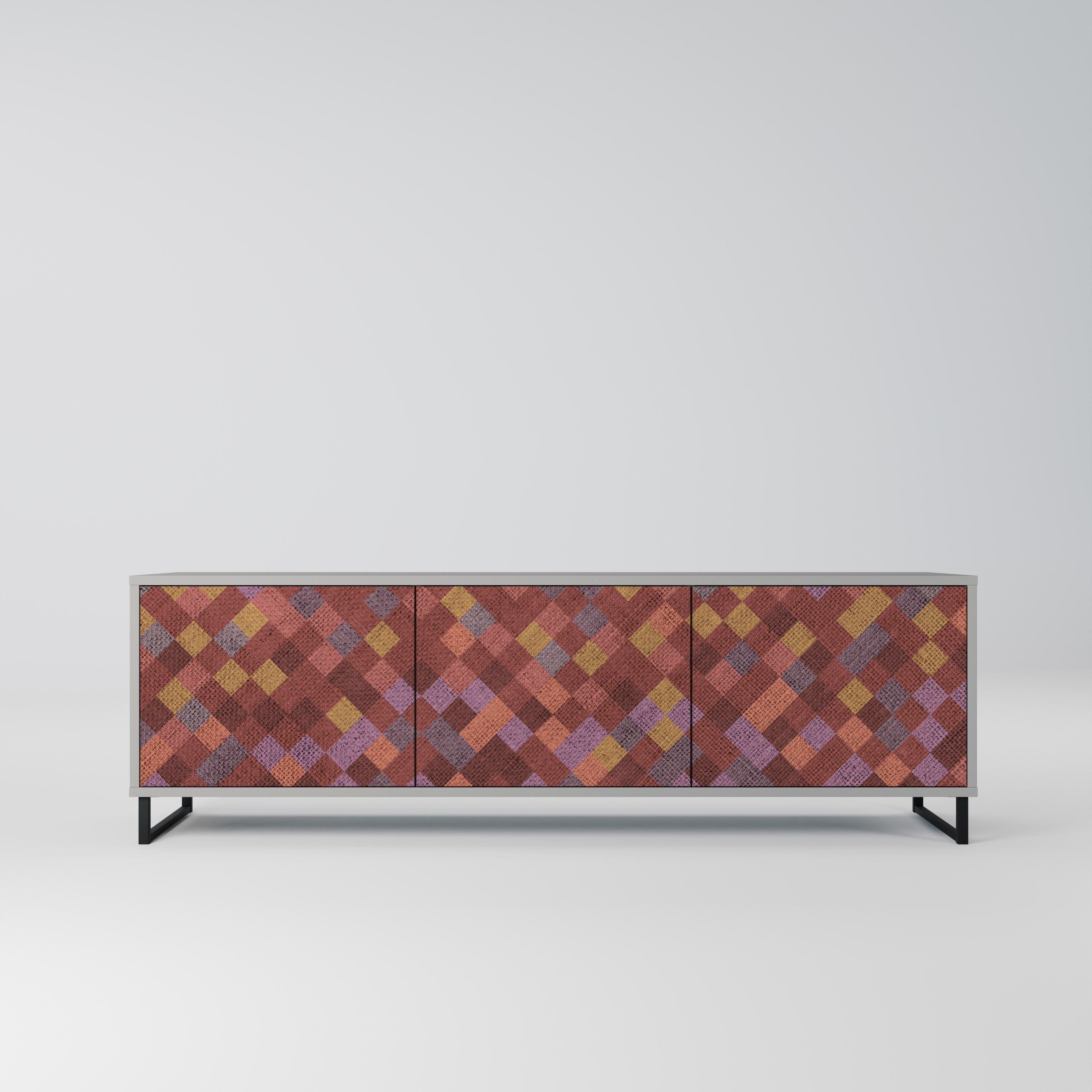 PAINTED SQUARES Móvel de TV com 3 Portas em Acabamento Cinzento