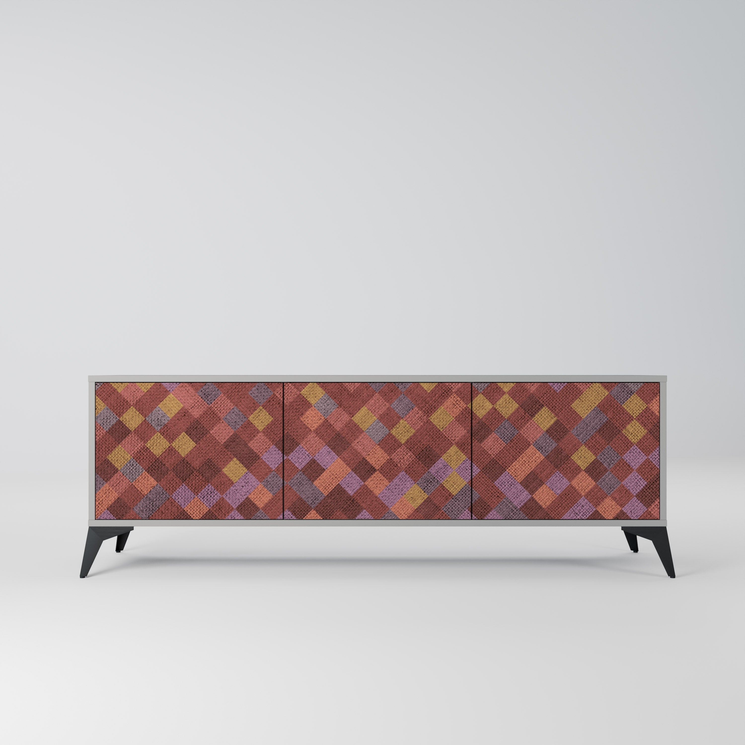 PAINTED SQUARES Móvel de TV com 3 Portas em Acabamento Cinzento