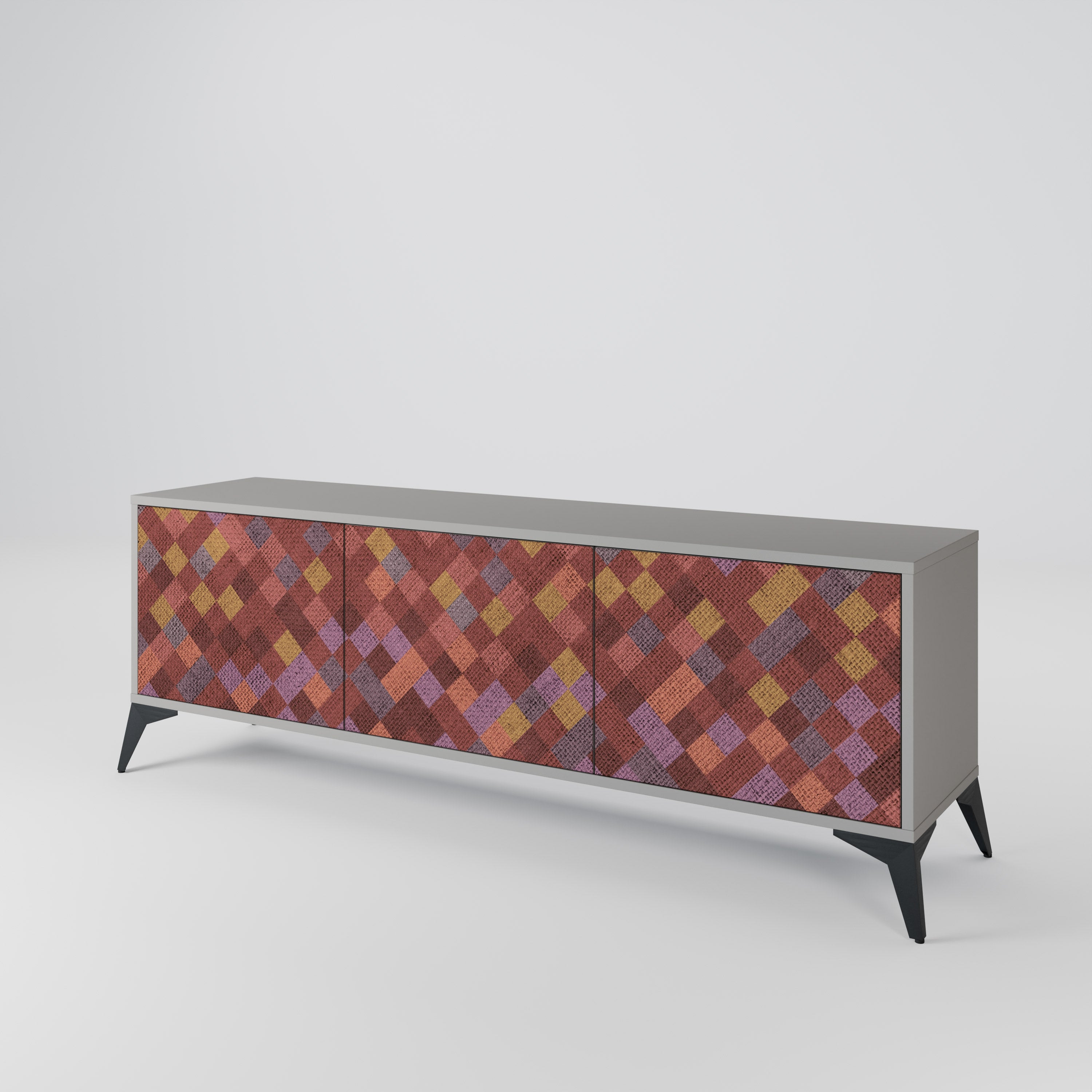 PAINTED SQUARES 3-Door TV Cabinet
