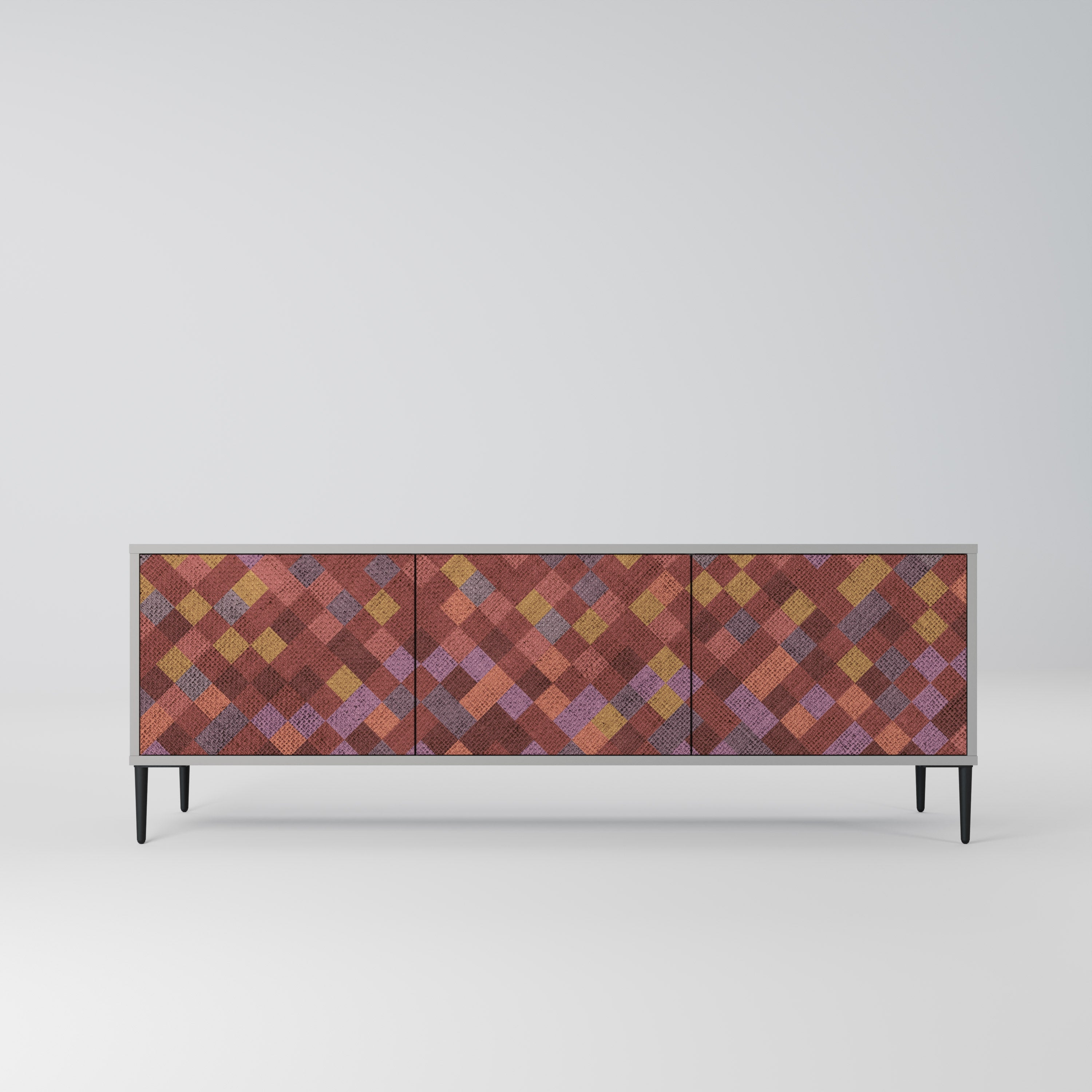 PAINTED SQUARES Móvel de TV com 3 Portas em Acabamento Cinzento