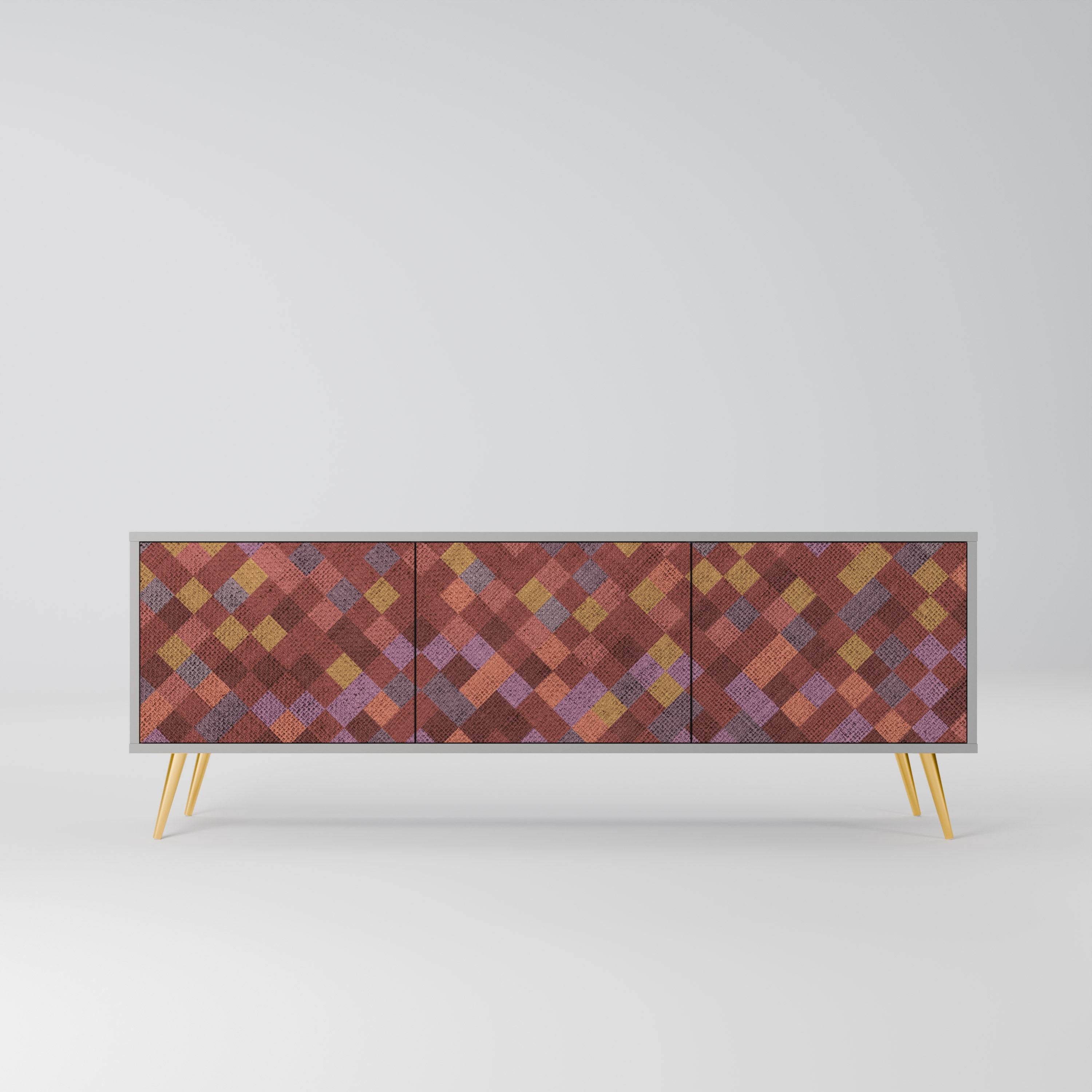 PAINTED SQUARES Móvel de TV com 3 Portas em Acabamento Cinzento