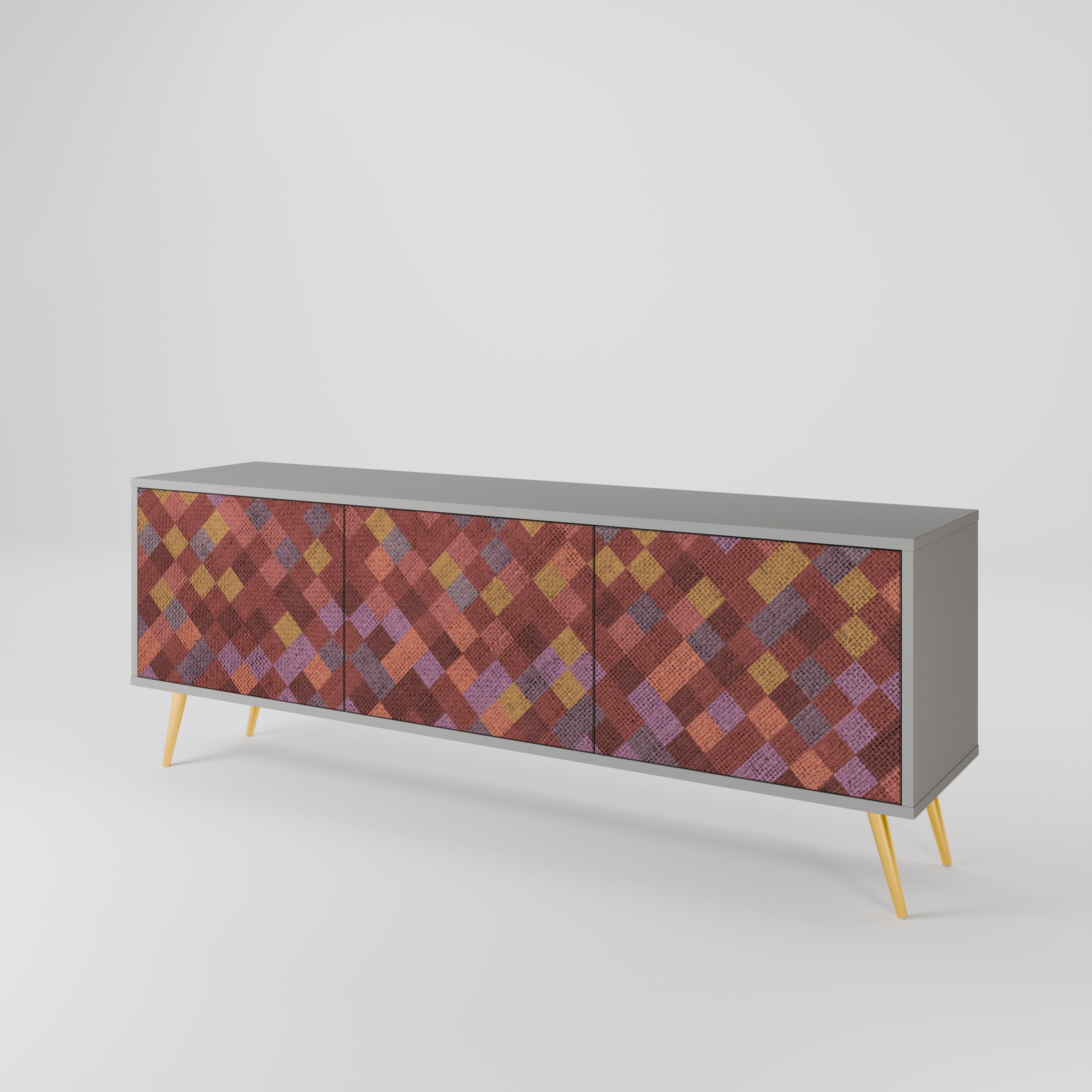 PAINTED SQUARES 3-Door TV Cabinet