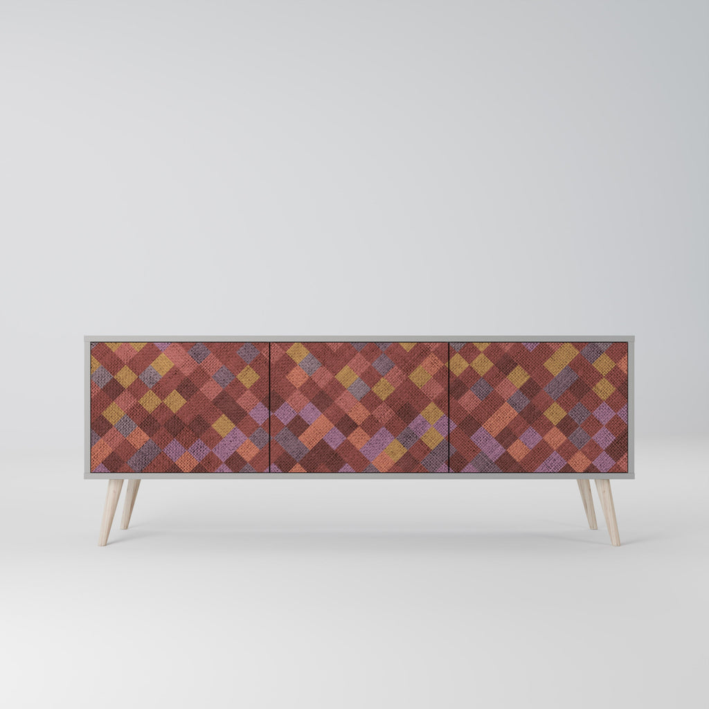 PAINTED SQUARES Móvel de TV com 3 Portas em Acabamento Cinzento