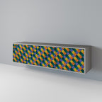 PAINTED SQUARES MIX Móvel de TV com 3 Portas em Acabamento Cinzento