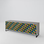 PAINTED SQUARES MIX Móvel de TV com 3 Portas em Acabamento Cinzento