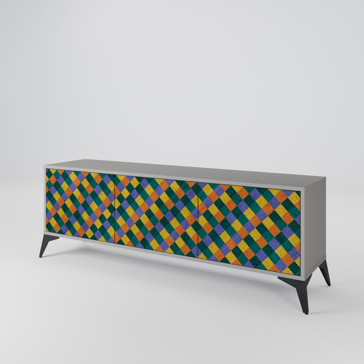PAINTED SQUARES MIX 3-Door TV Cabinet