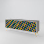 PAINTED SQUARES MIX Móvel de TV com 3 Portas em Acabamento Cinzento