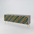 PAINTED SQUARES MIX Móvel de TV com 3 Portas em Acabamento Cinzento