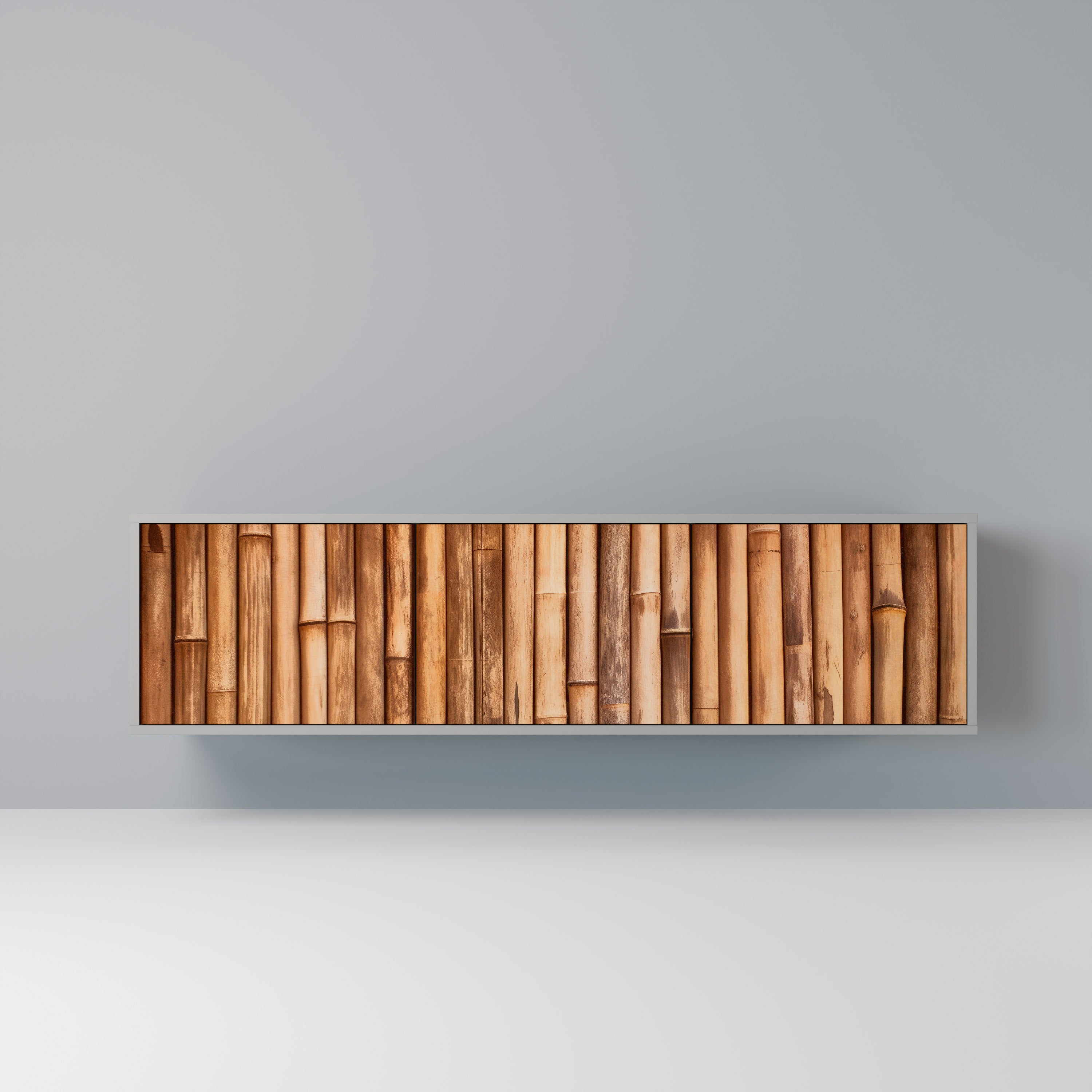 NATURAL WOOD Móvel de TV com 3 Portas em Acabamento Cinzento