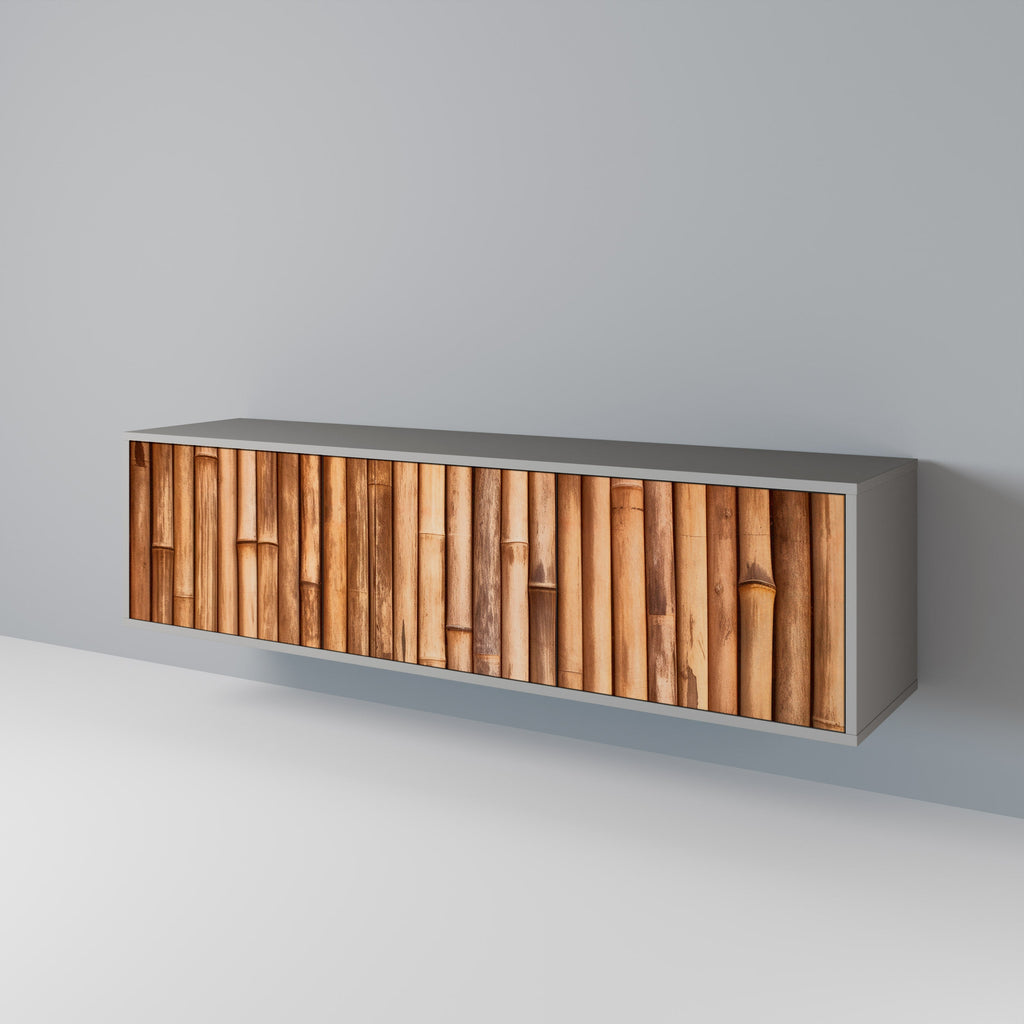 NATURAL WOOD Móvel de TV com 3 Portas em Acabamento Cinzento