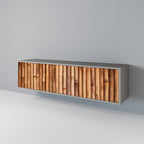 NATURAL WOOD Móvel de TV com 3 Portas em Acabamento Cinzento