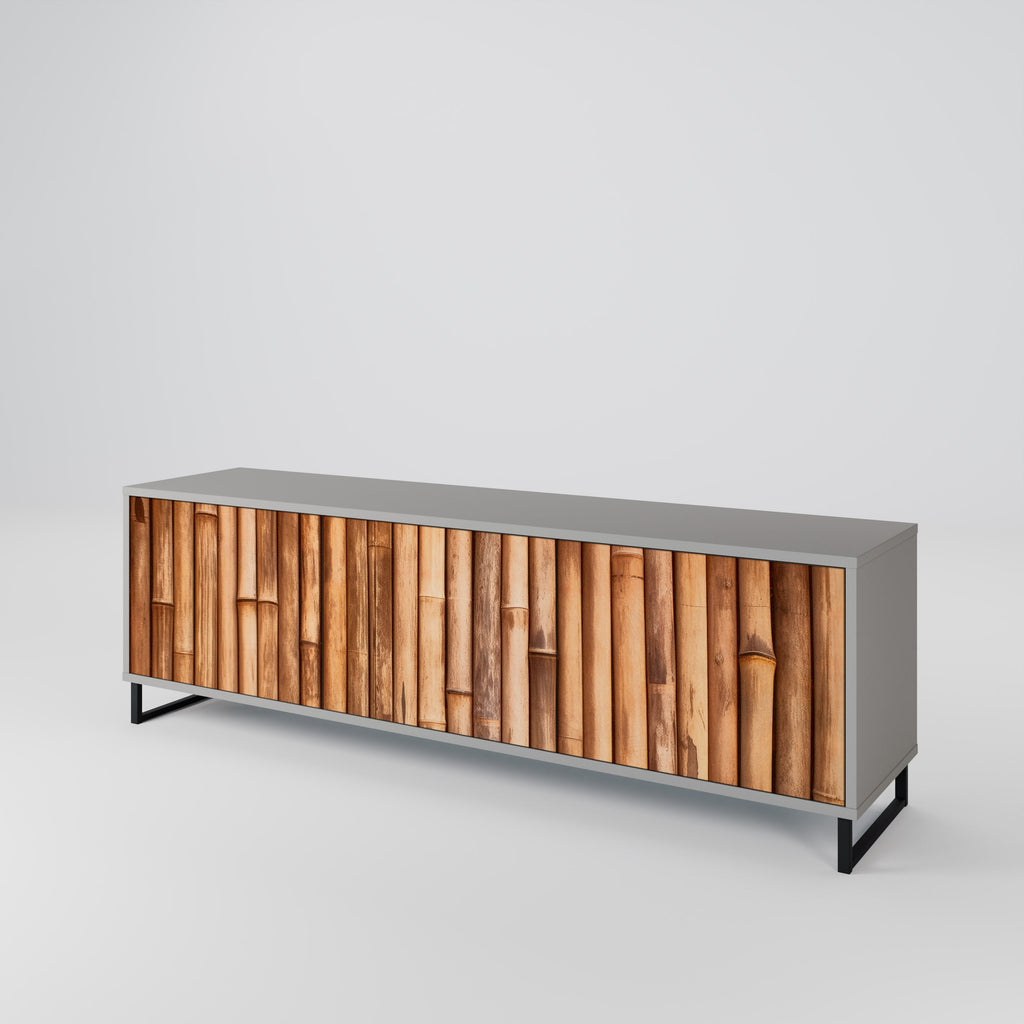 NATURAL WOOD Móvel de TV com 3 Portas em Acabamento Cinzento