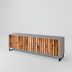 NATURAL WOOD Móvel de TV com 3 Portas em Acabamento Cinzento