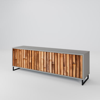 NATURAL WOOD 3-Door TV Cabinet