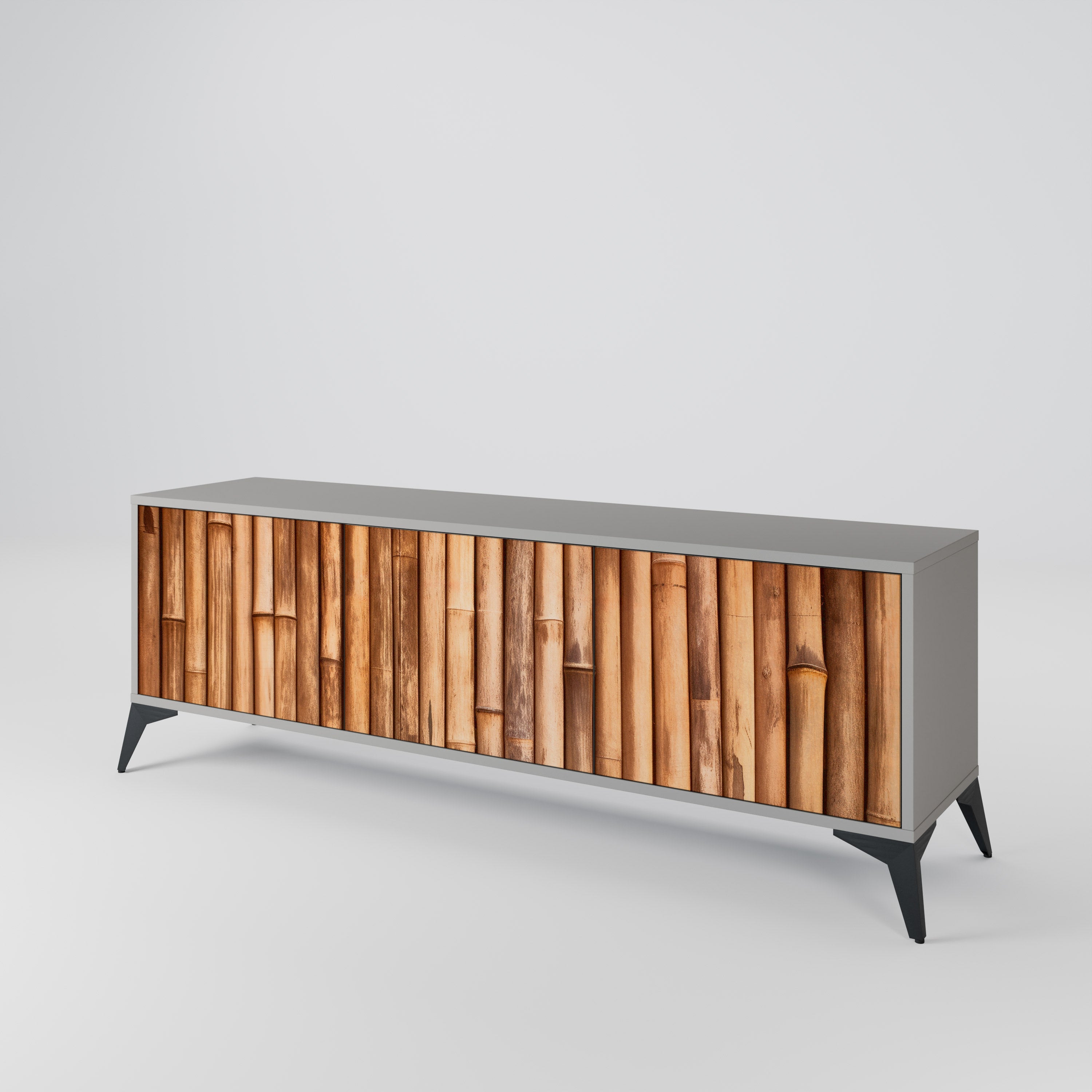NATURAL WOOD 3-Door TV Cabinet