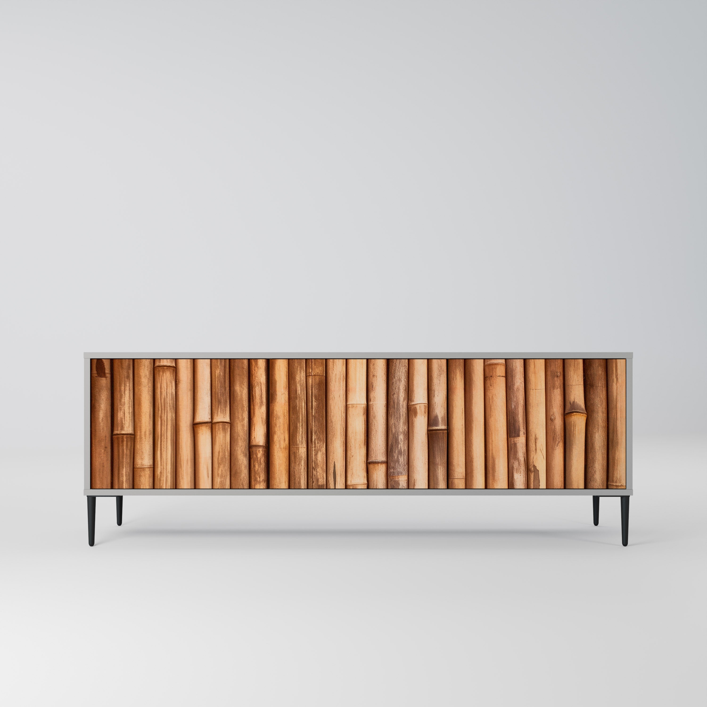 NATURAL WOOD Móvel de TV com 3 Portas em Acabamento Cinzento