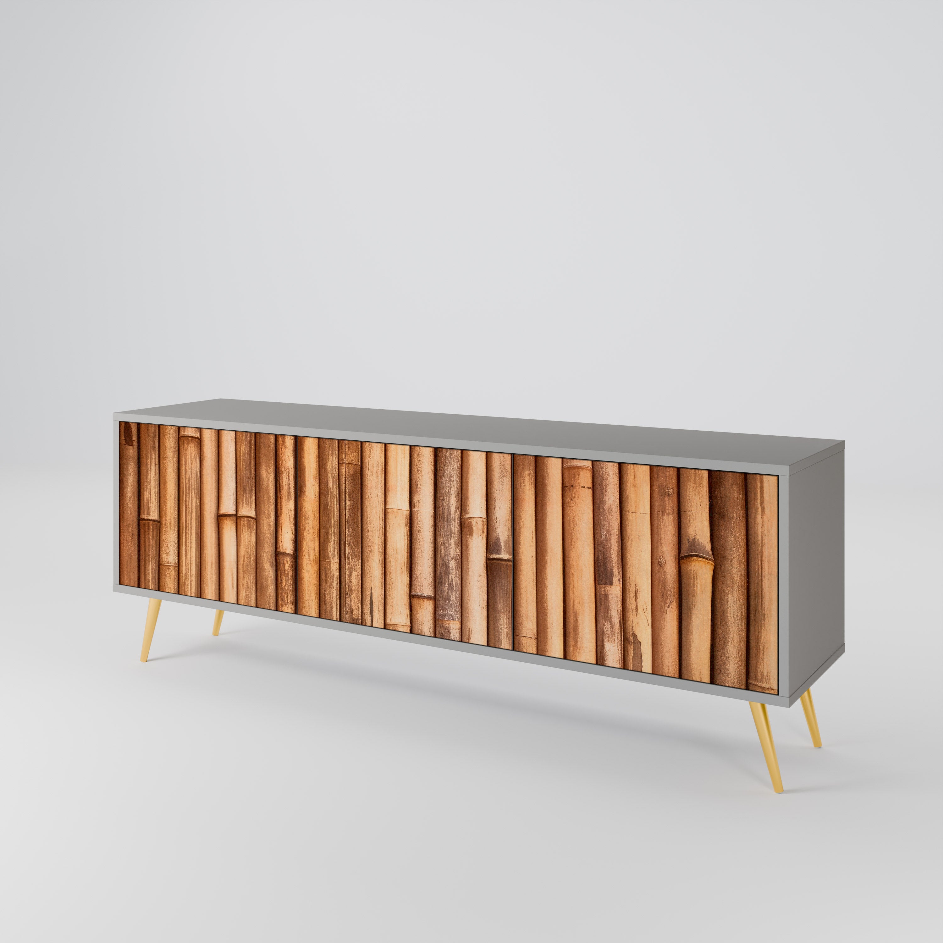 NATURAL WOOD 3-Door TV Cabinet