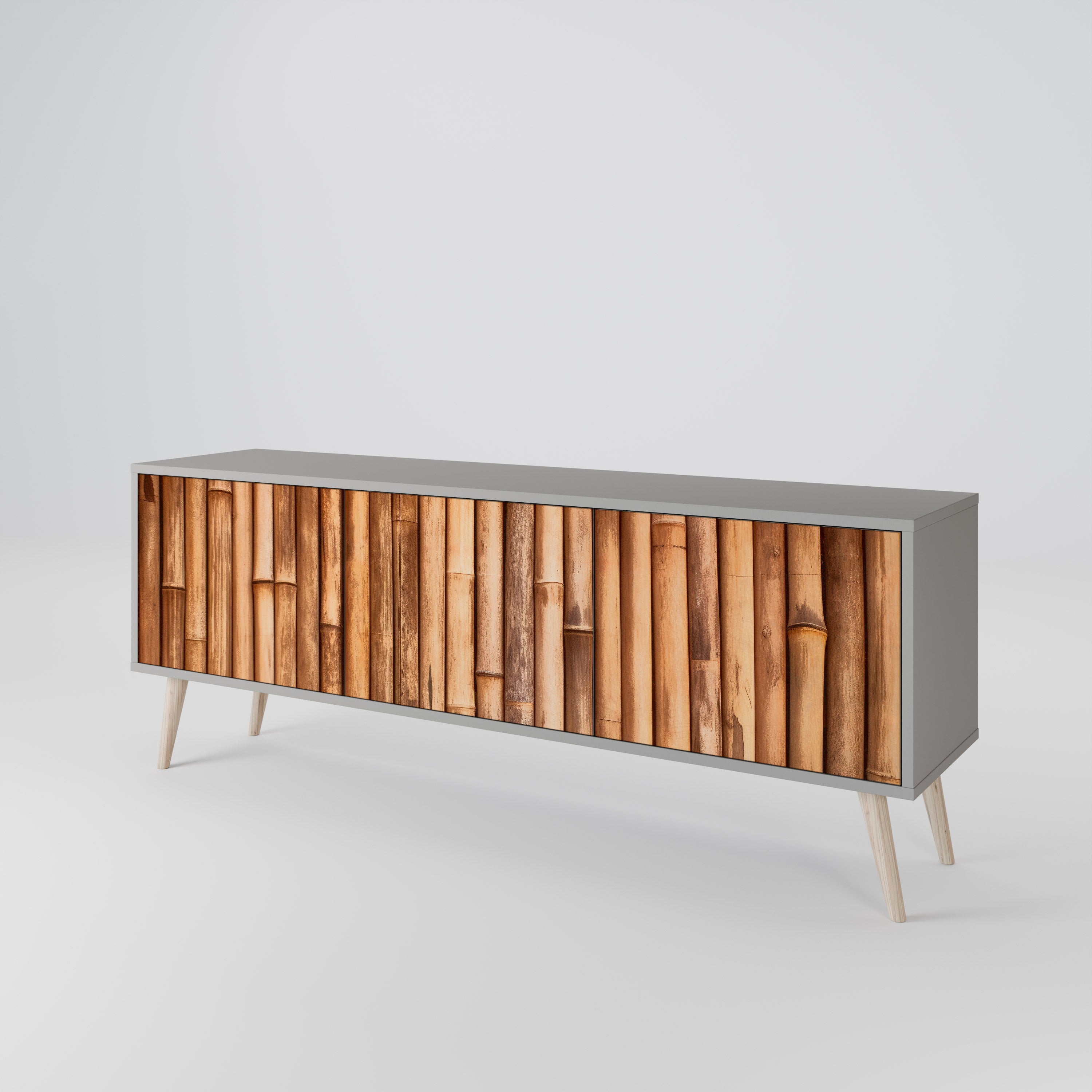 NATURAL WOOD 3-Door TV Cabinet