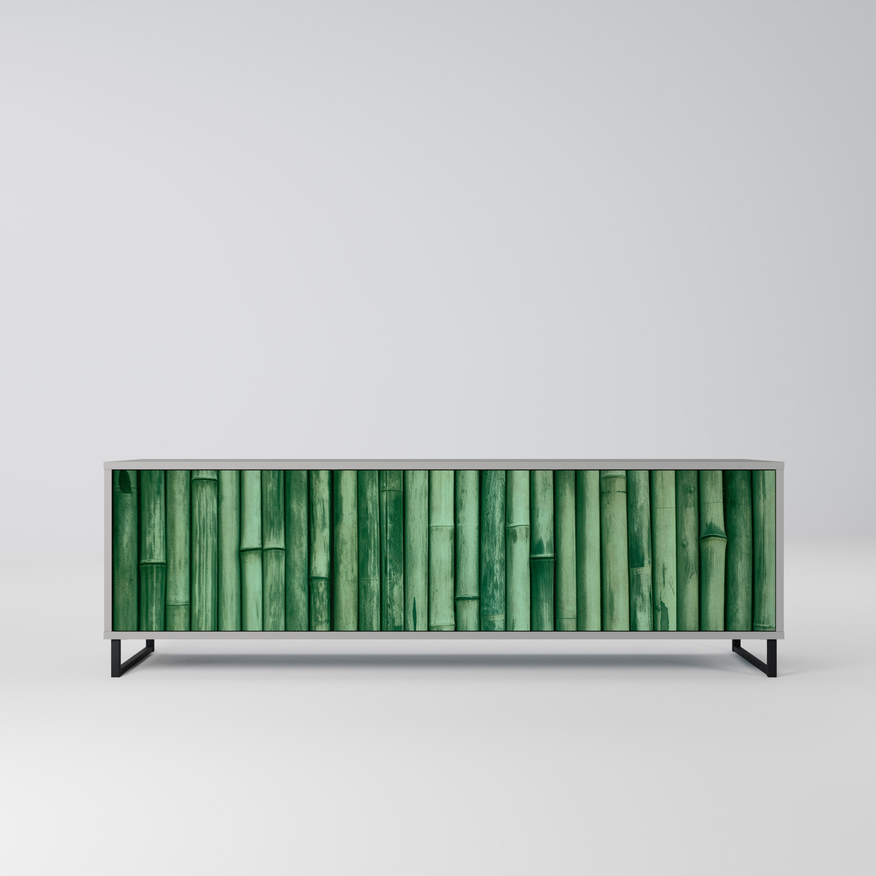 NATURAL GREEN Móvel de TV com 3 Portas em Acabamento Cinzento