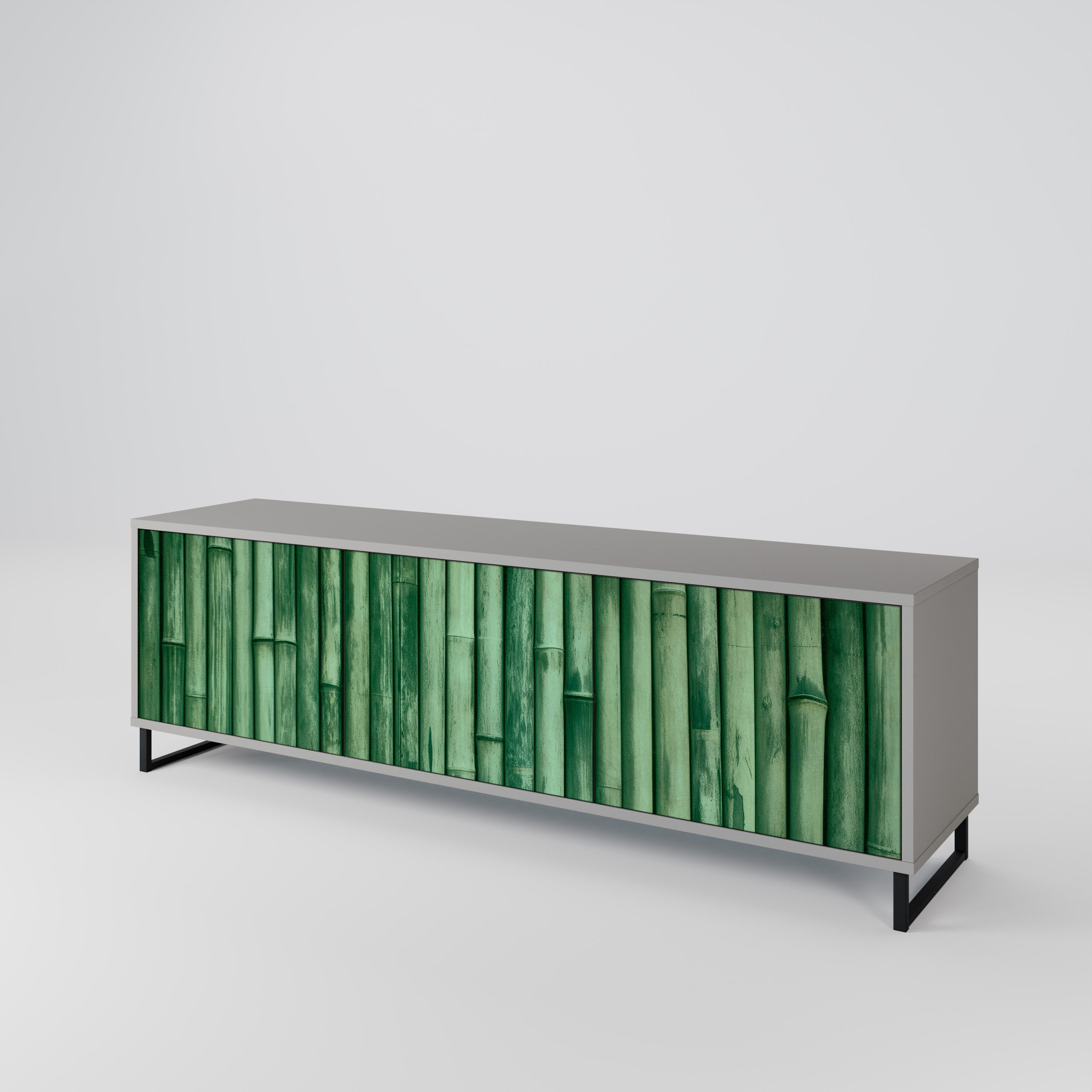 NATURAL GREEN Móvel de TV com 3 Portas em Acabamento Cinzento