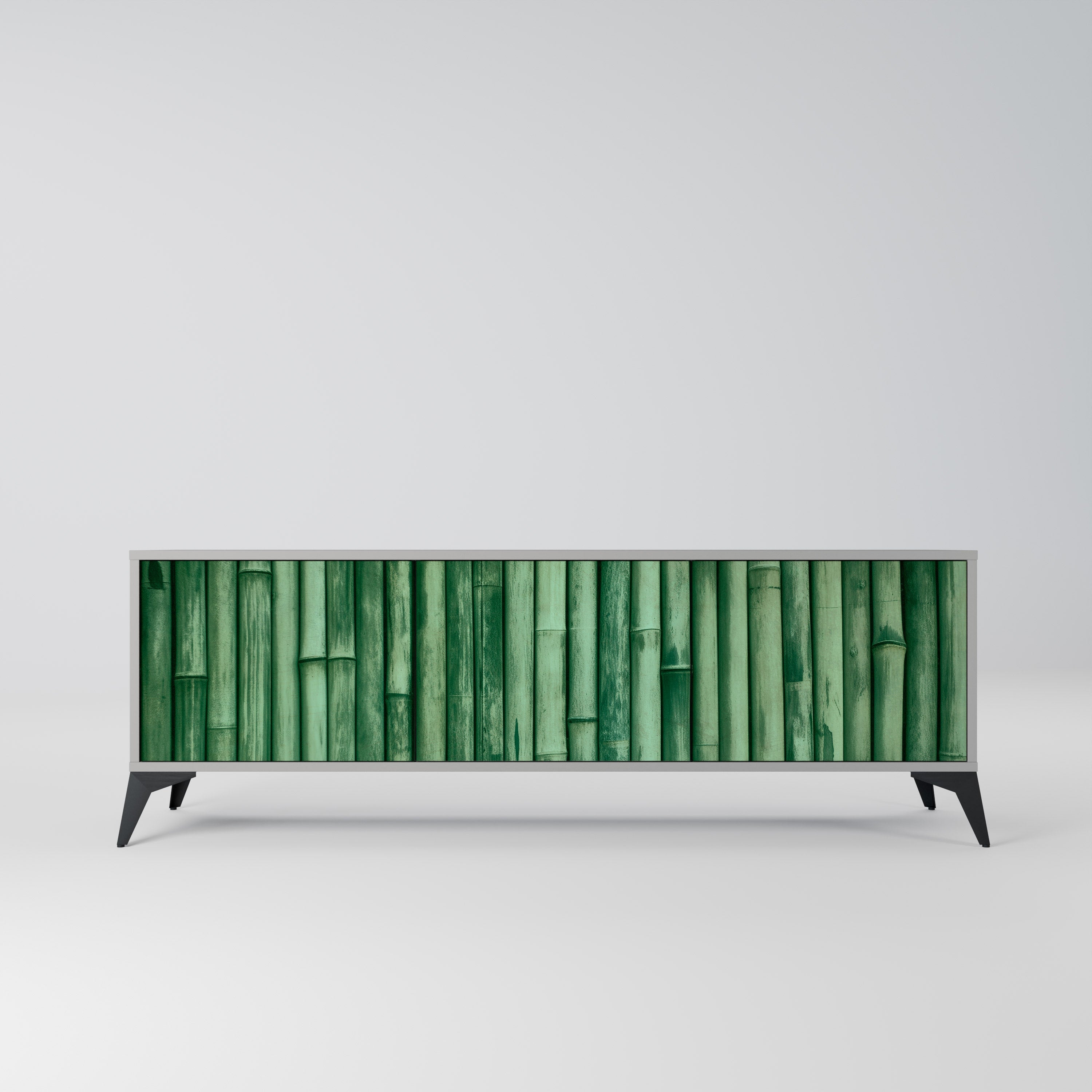 NATURAL GREEN Móvel de TV com 3 Portas em Acabamento Cinzento