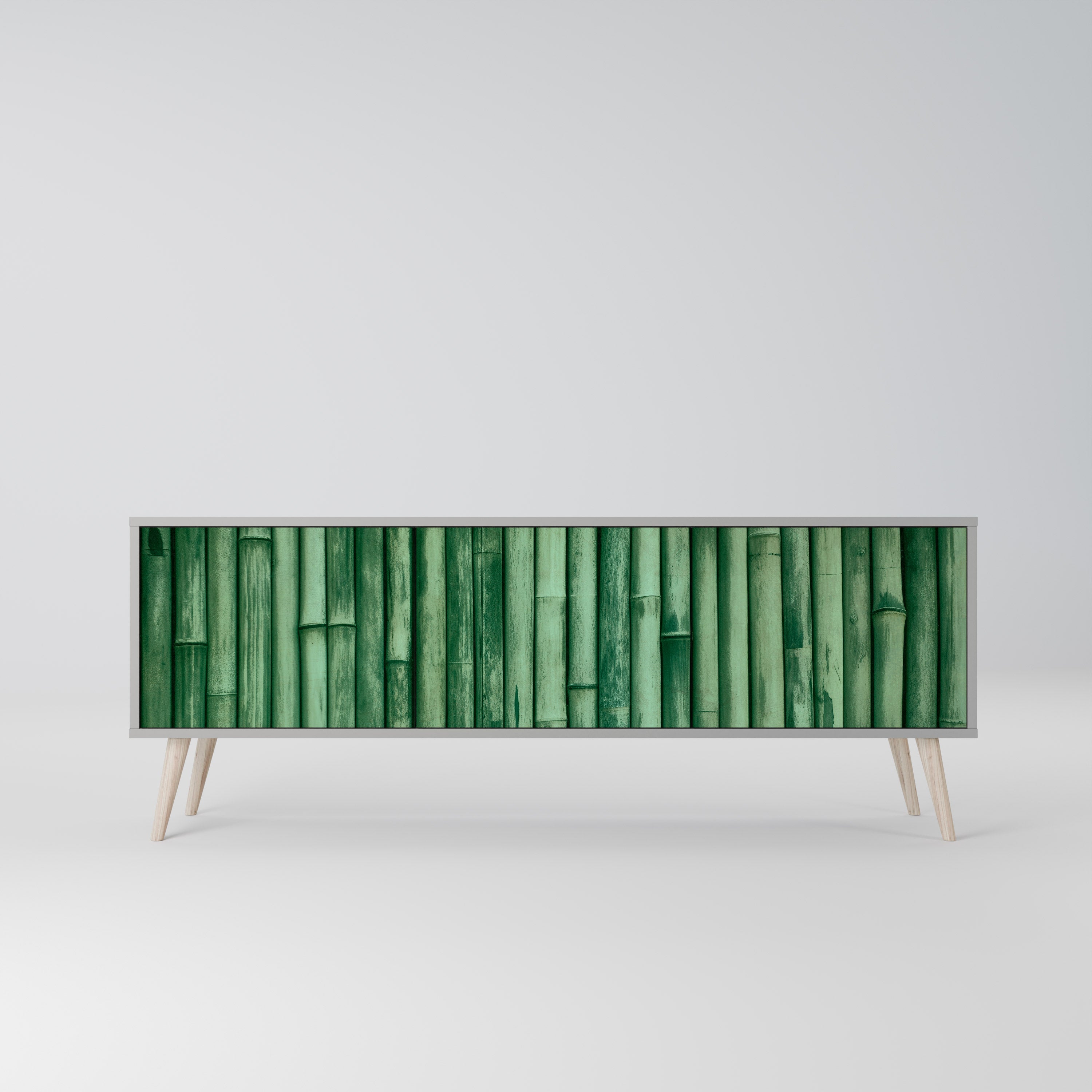 NATURAL GREEN Móvel de TV com 3 Portas em Acabamento Cinzento