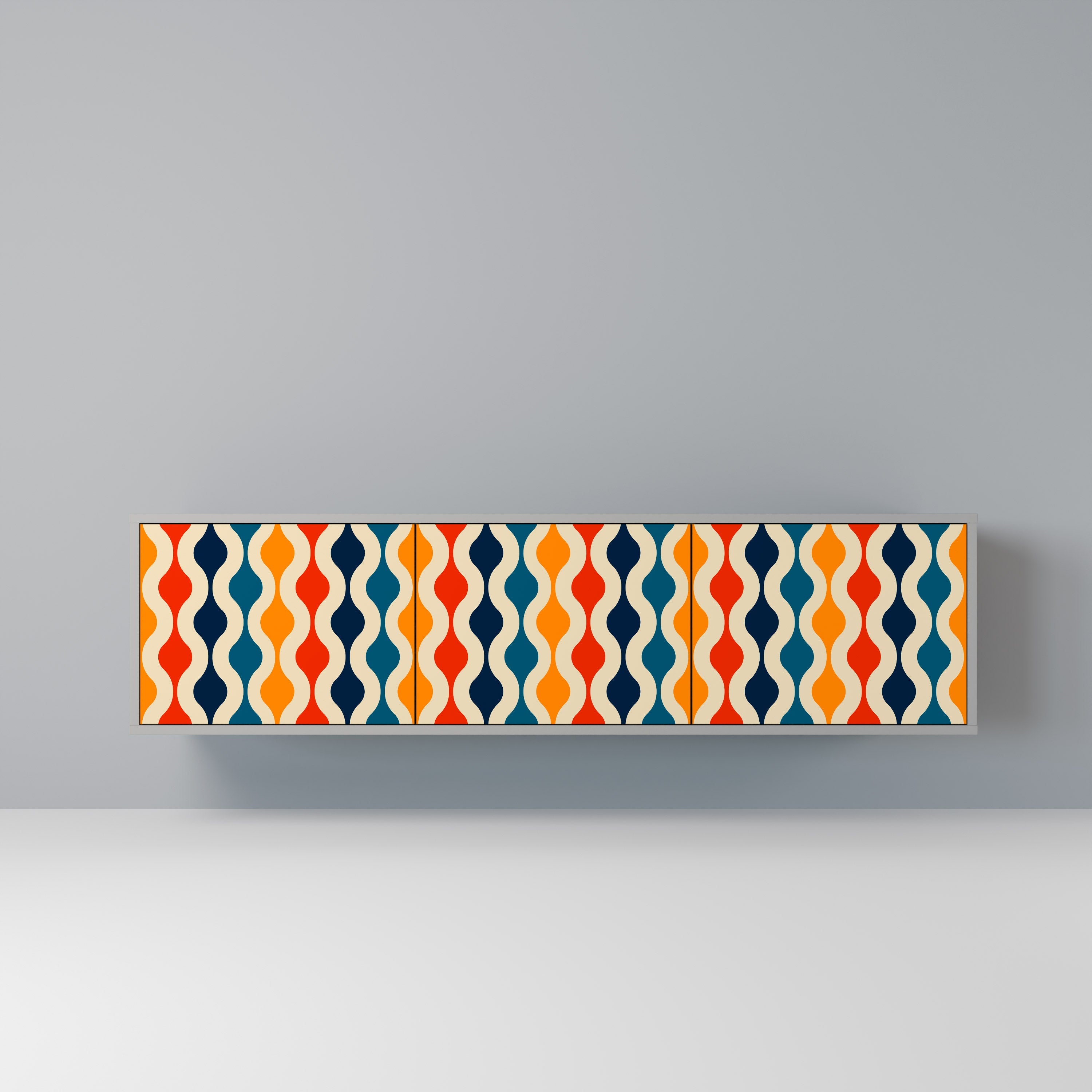 COLORFUL NOSTALGIA Móvel de TV com 3 Portas em Acabamento Cinzento