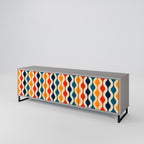 COLORFUL NOSTALGIA 3-Door TV Stand in Grey Finish
