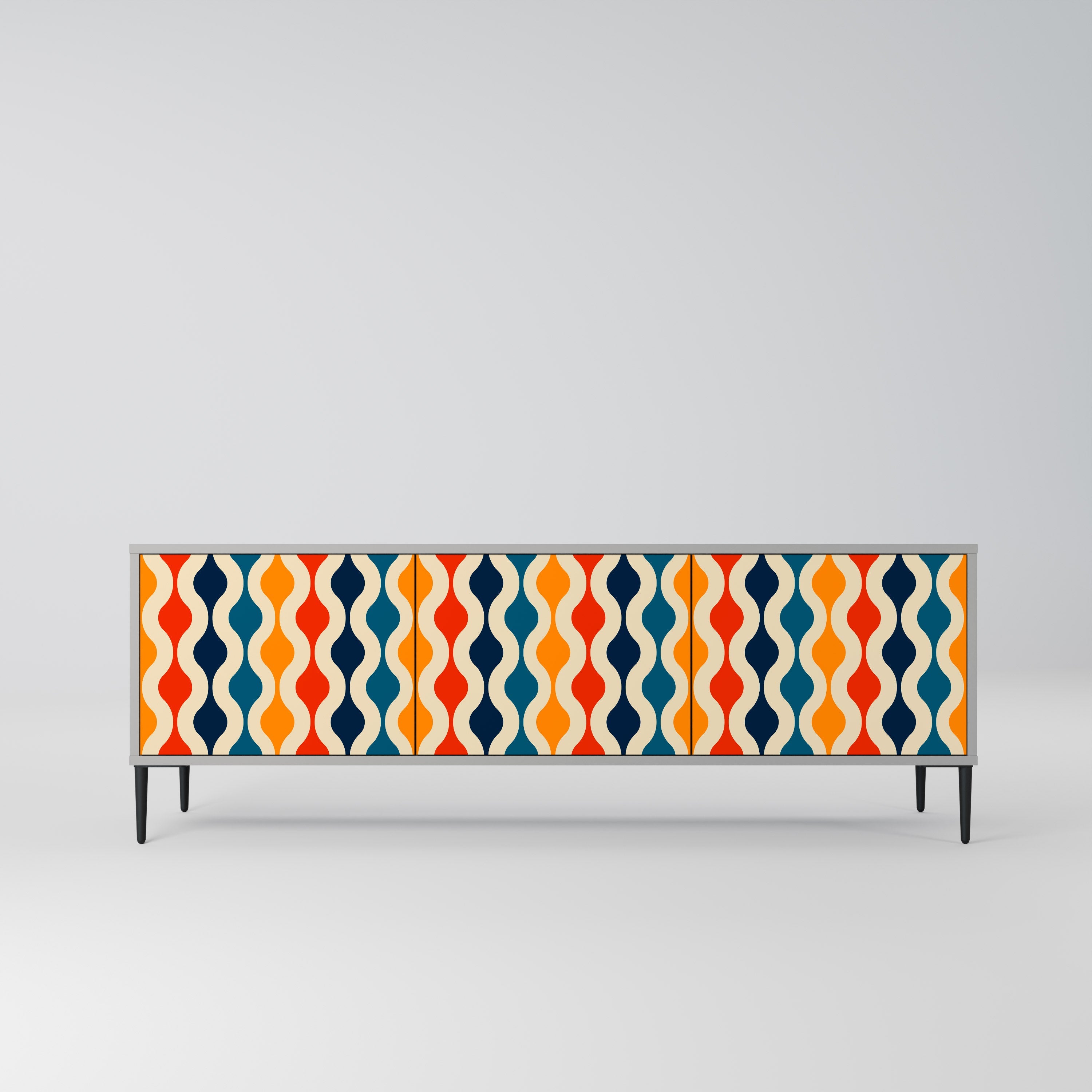 COLORFUL NOSTALGIA Móvel de TV com 3 Portas em Acabamento Cinzento