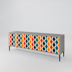COLORFUL NOSTALGIA 3-Door TV Stand in Grey Finish