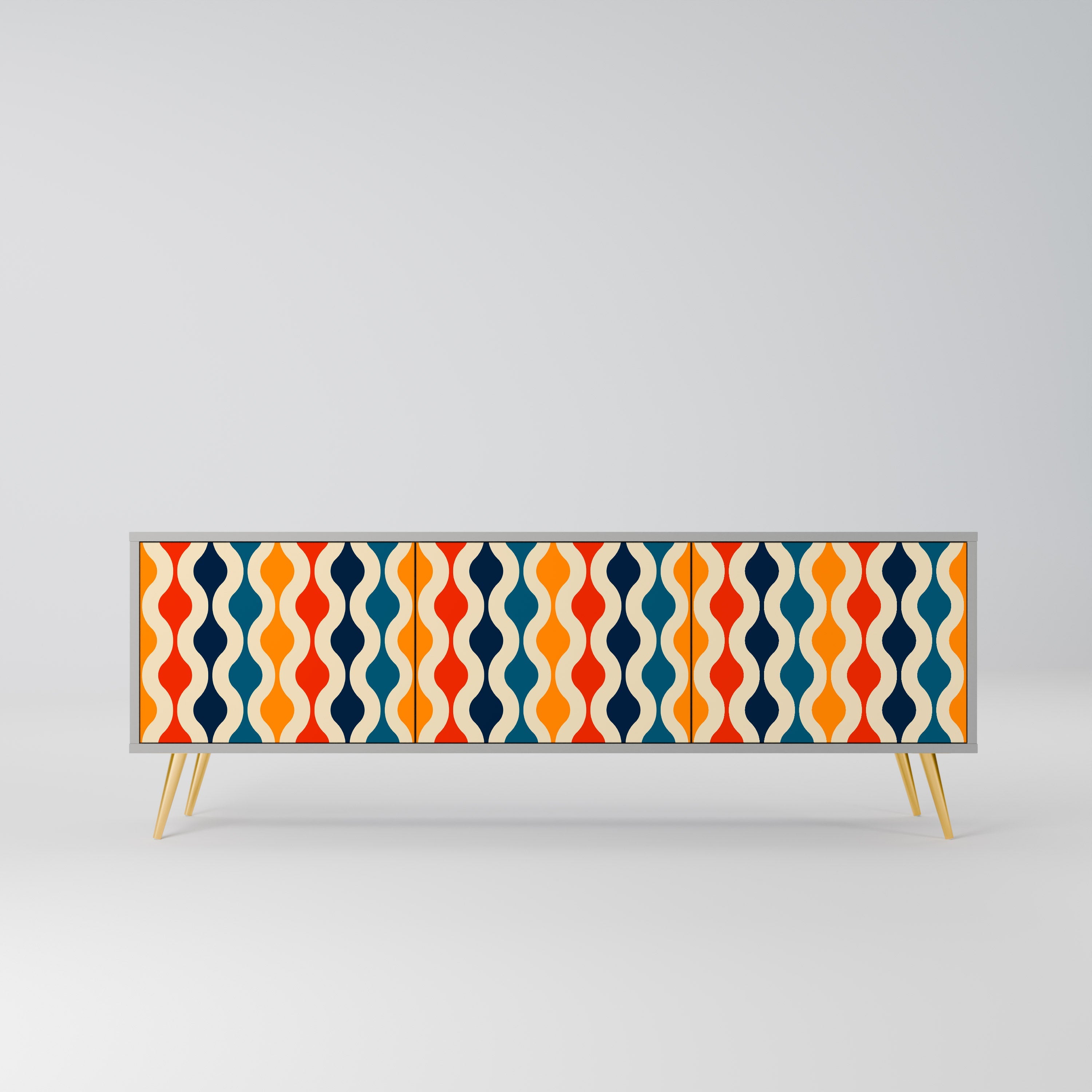 COLORFUL NOSTALGIA Móvel de TV com 3 Portas em Acabamento Cinzento