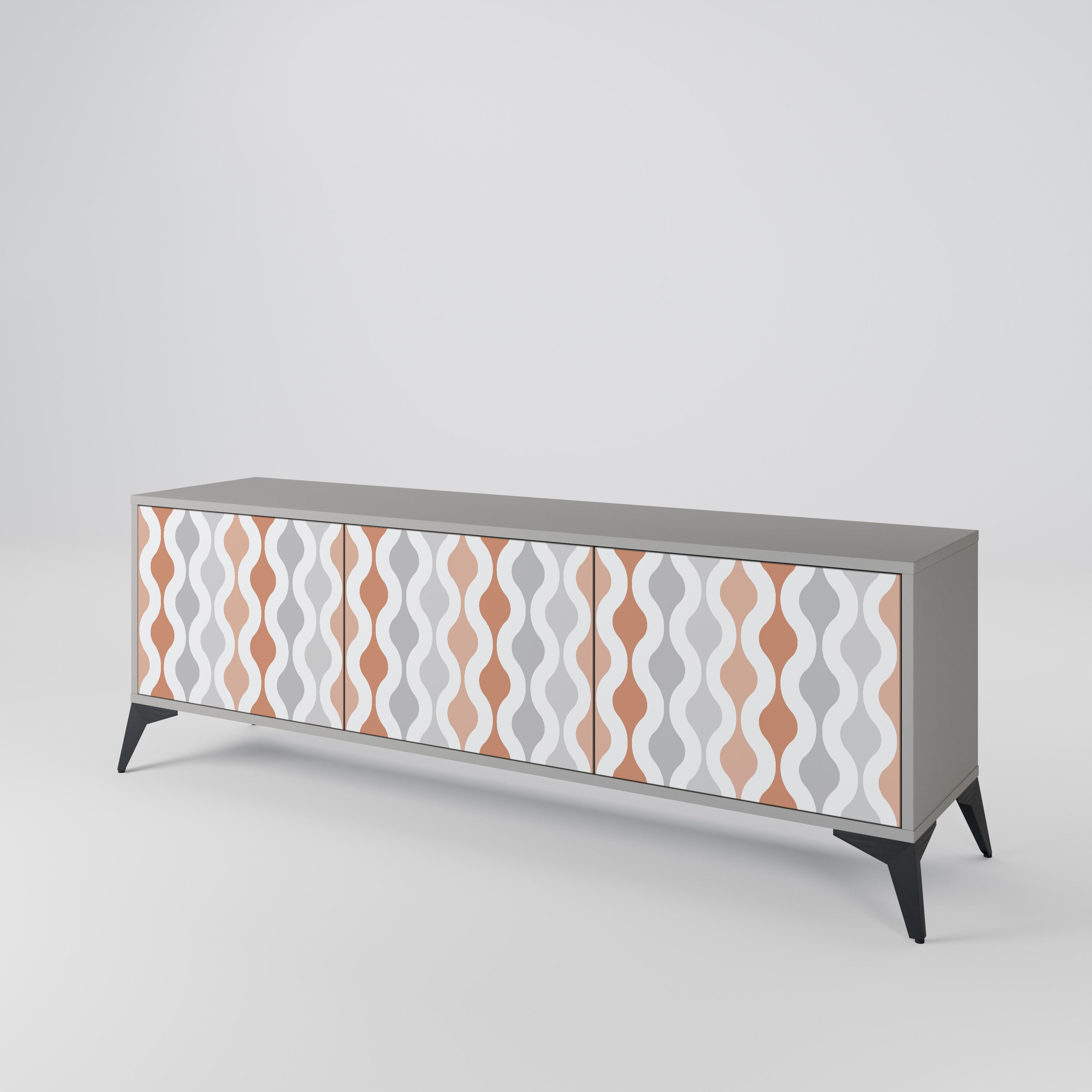 HAZY NOSTALGIA Móvel de TV com 3 Portas em Acabamento Cinzento