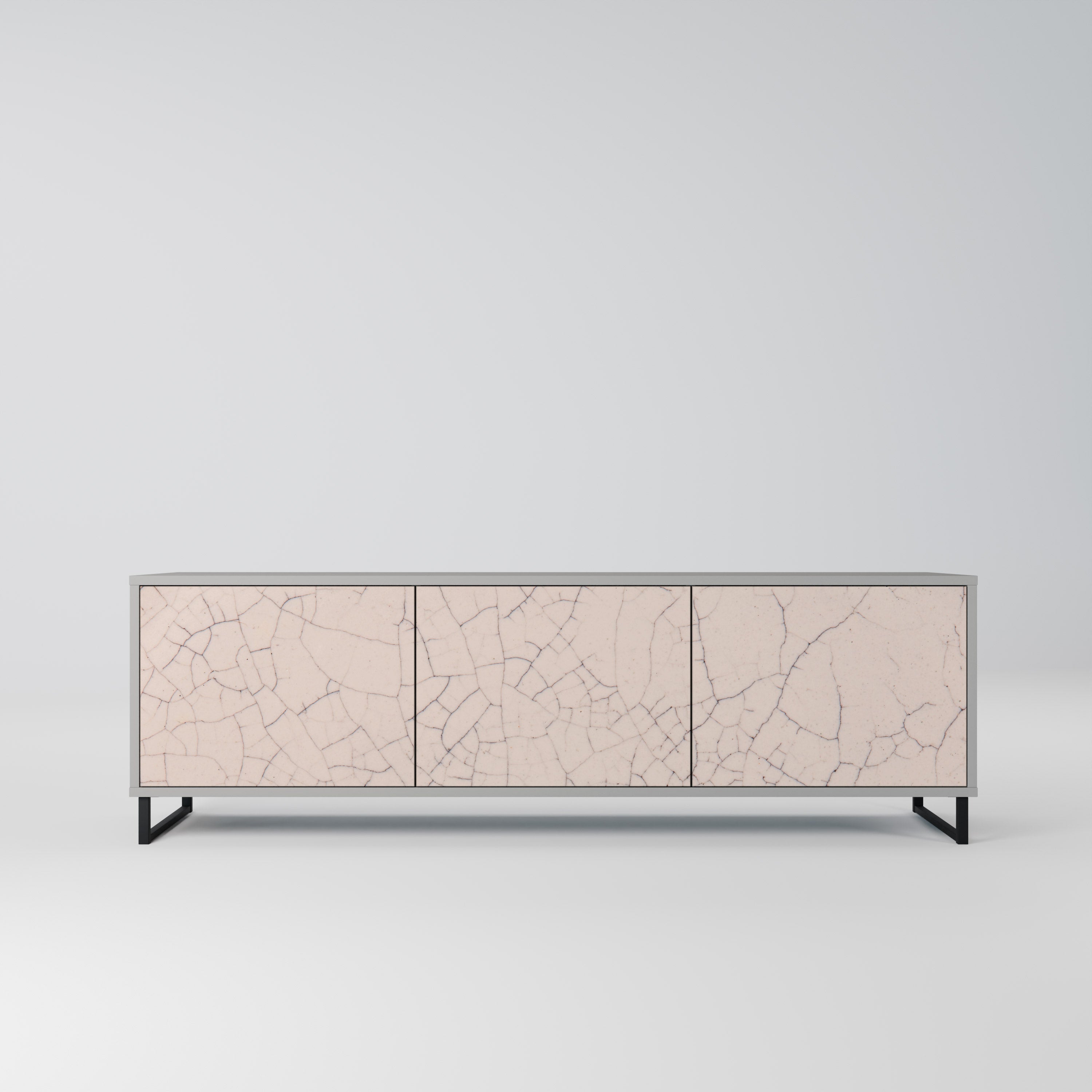 CERAMIC TEXTURE Móvel de TV com 3 Portas em Acabamento Cinzento