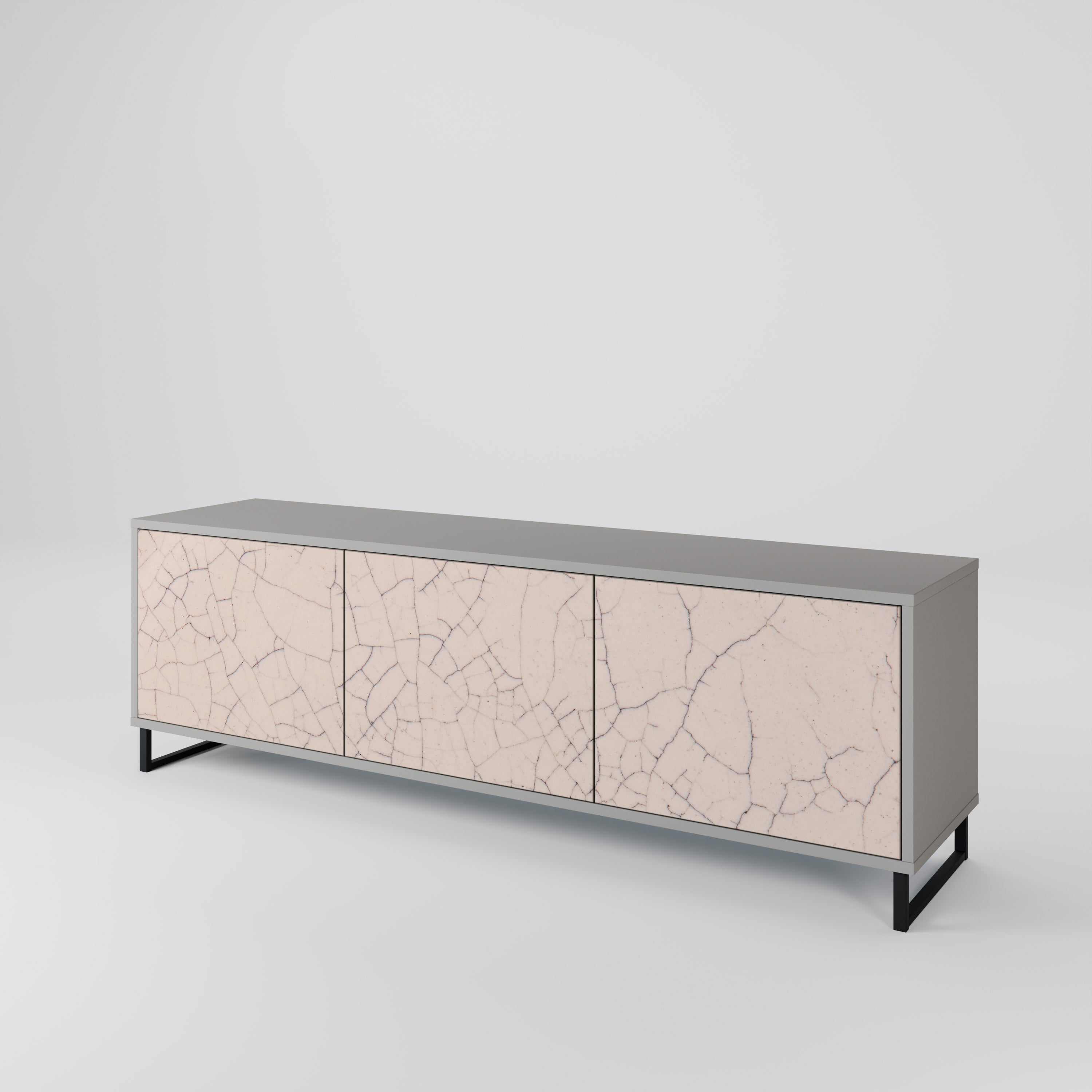 CERAMIC TEXTURE Móvel de TV com 3 Portas em Acabamento Cinzento